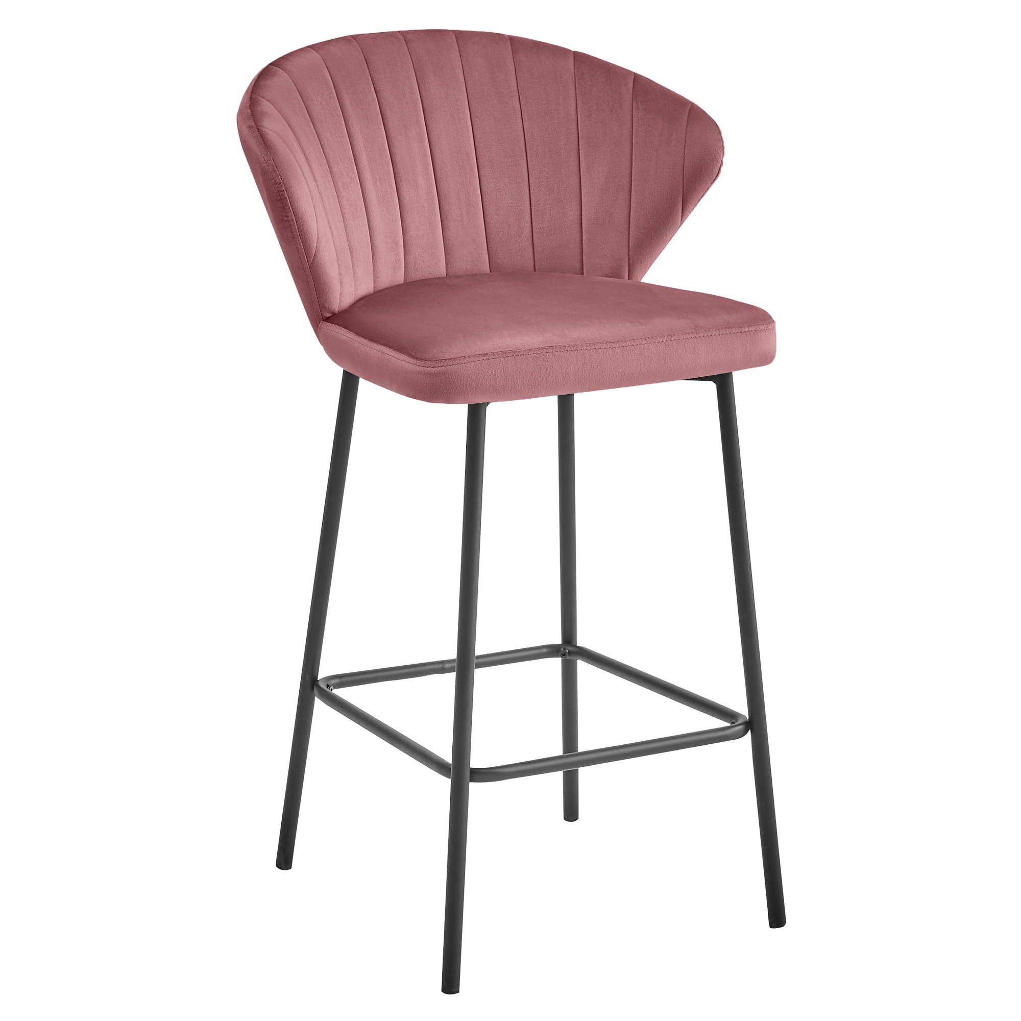 Barhocker Dunkelrosa Barhocker – weicher Velourssitz & schlankes Design, 1 Stück