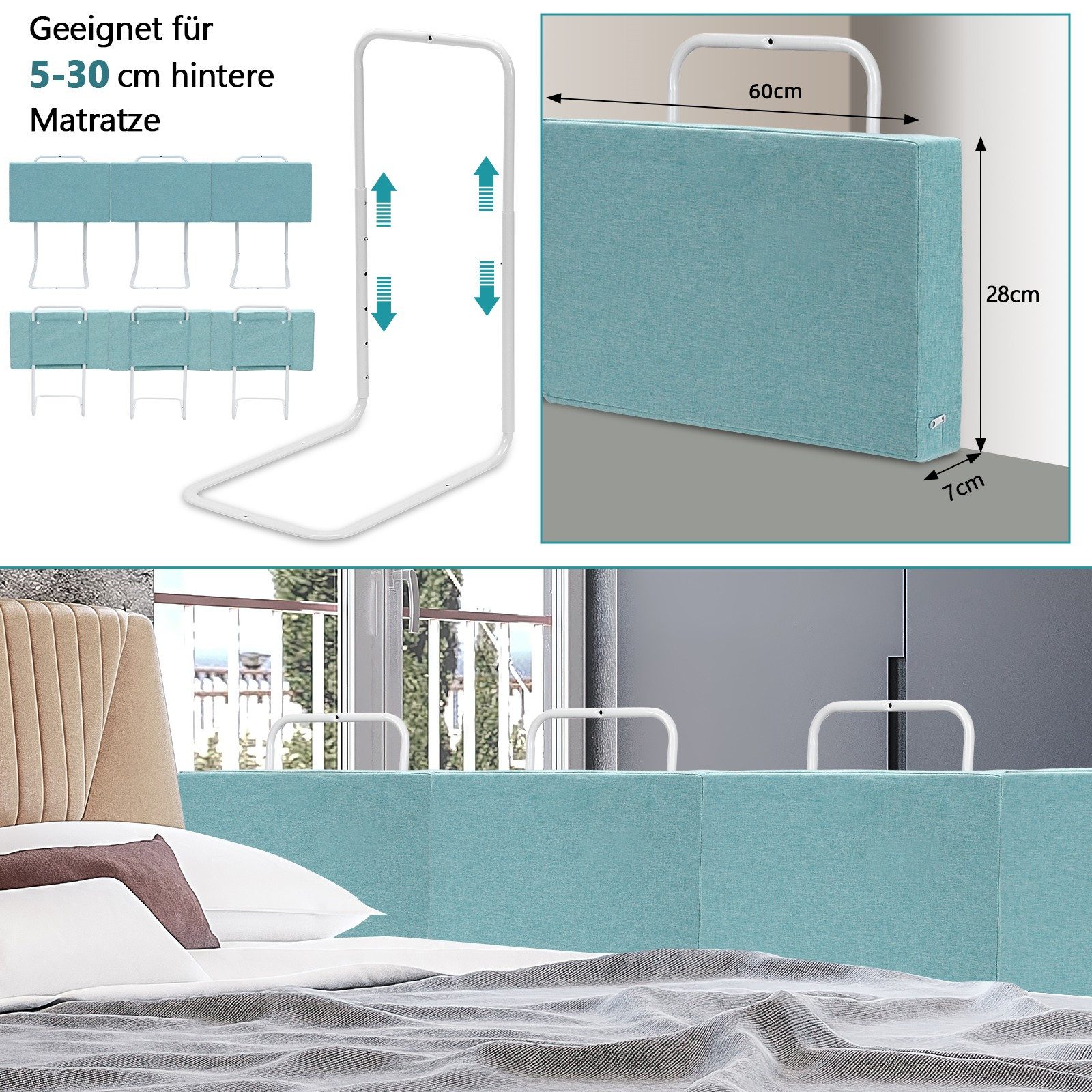 Clanmacy Bettschutzgitter Kinderbettgitter, Bettgitter, Grün, 60 cm günstig online kaufen