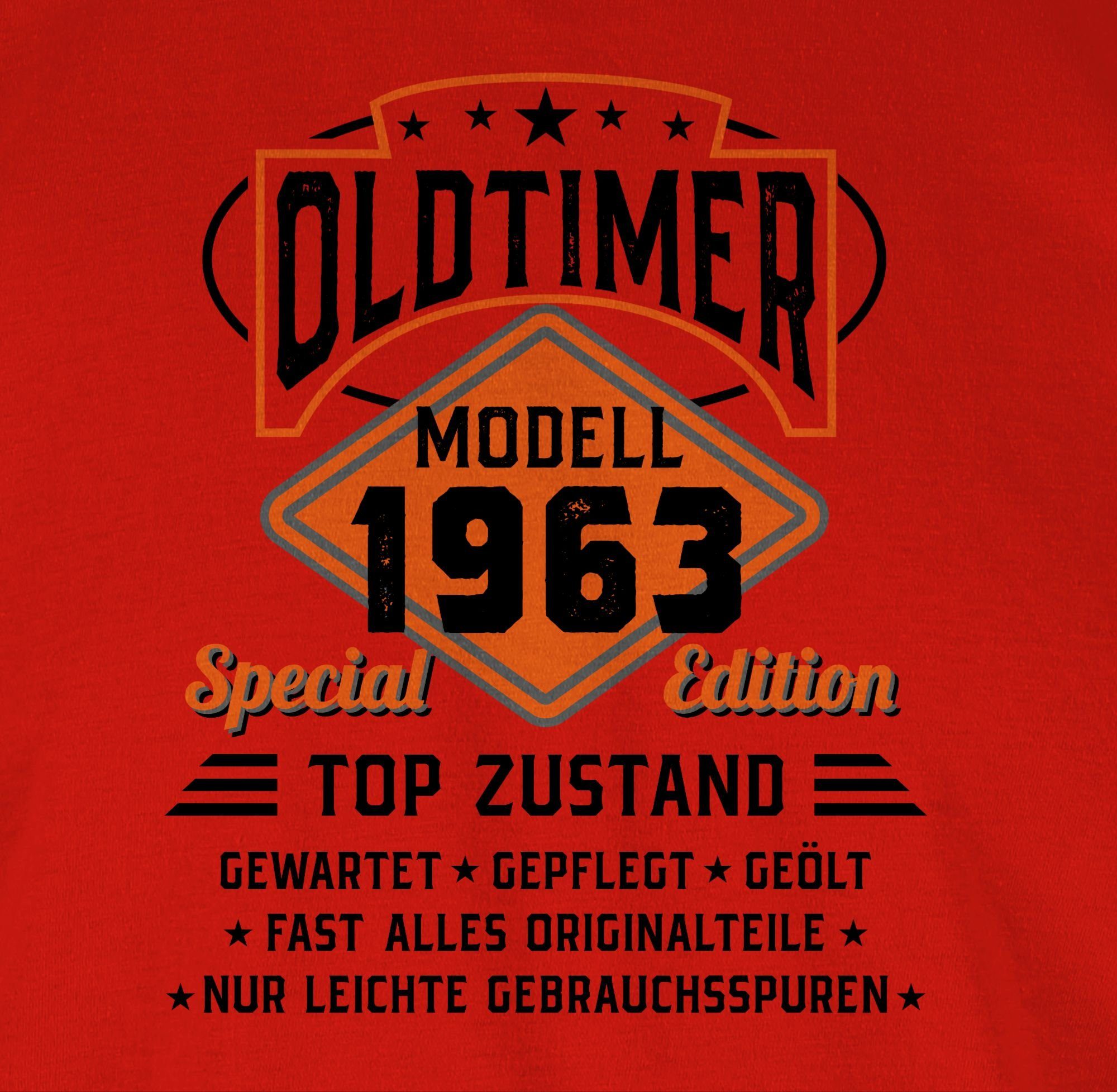 Shirtracer T-Shirt Oldtimer Modell 1963 schwarz Rot - Geburtstag 3 60