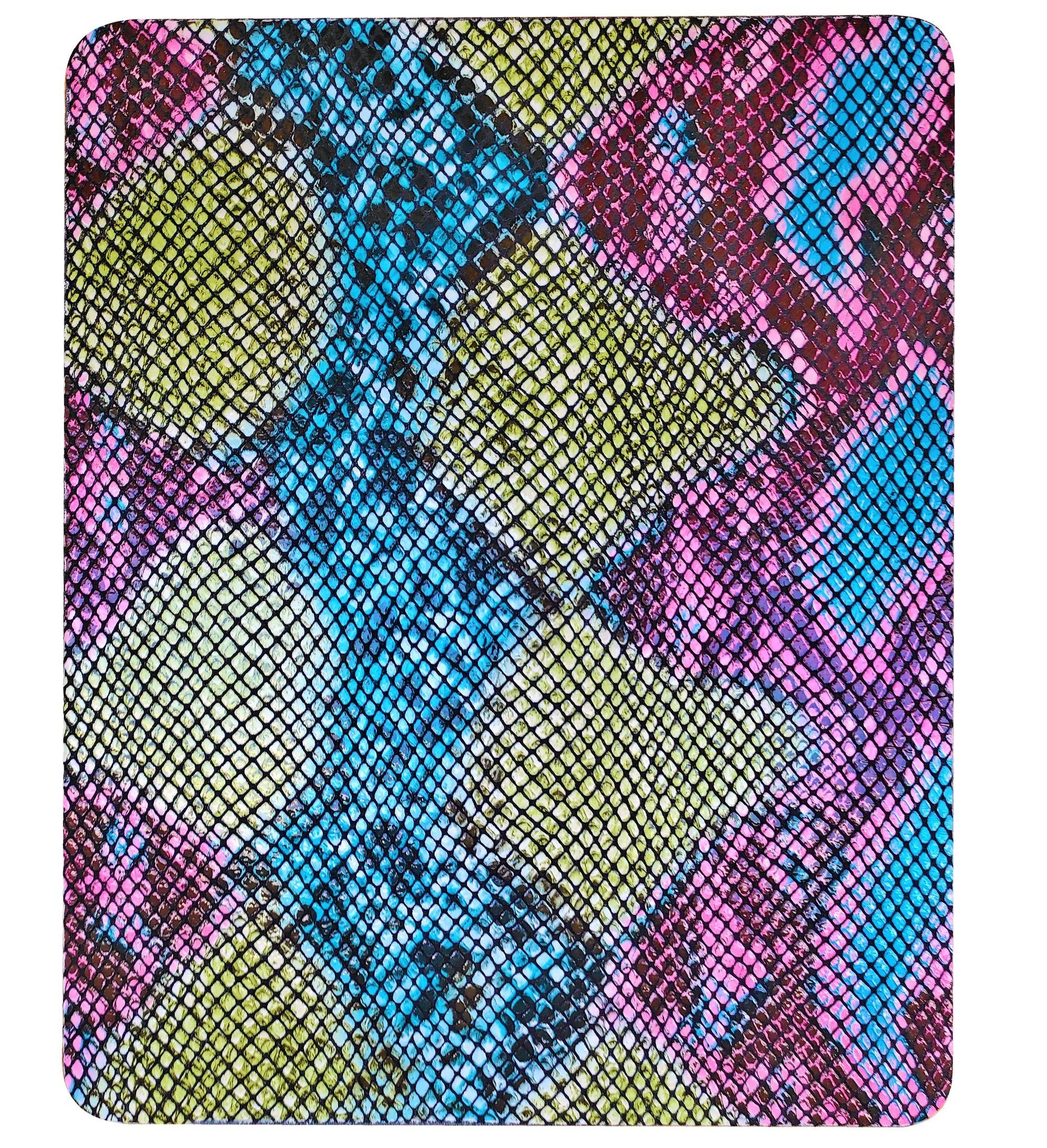 FRONHOFER Mauspad, Rindsleder, bunte Schlangenoptik, abwaschbar, langlebig