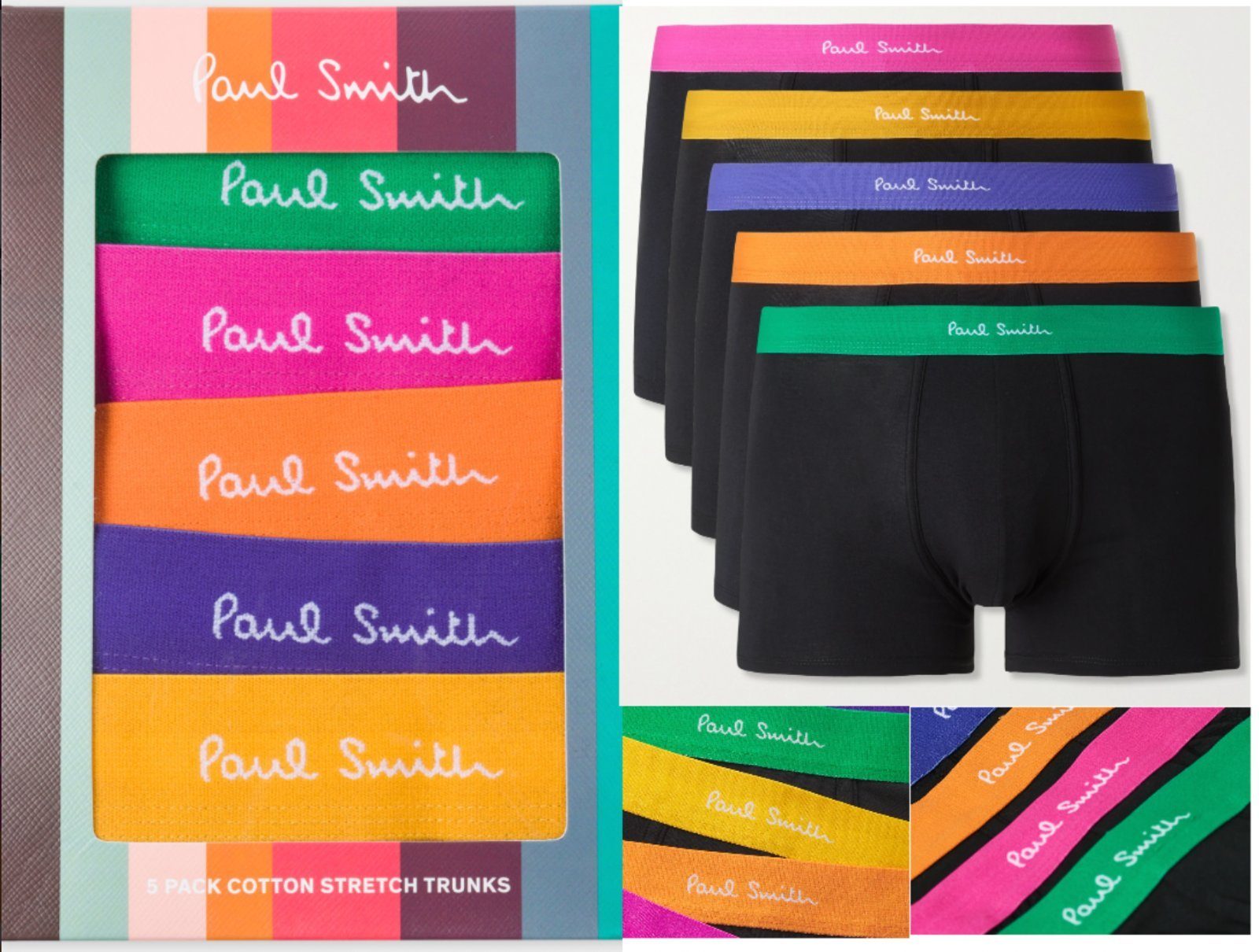 Paul Smith Boxershorts PAUL SMITH 5 Pack Underwear Strech Cotton Trunks Unterwäsche Boxer Bri