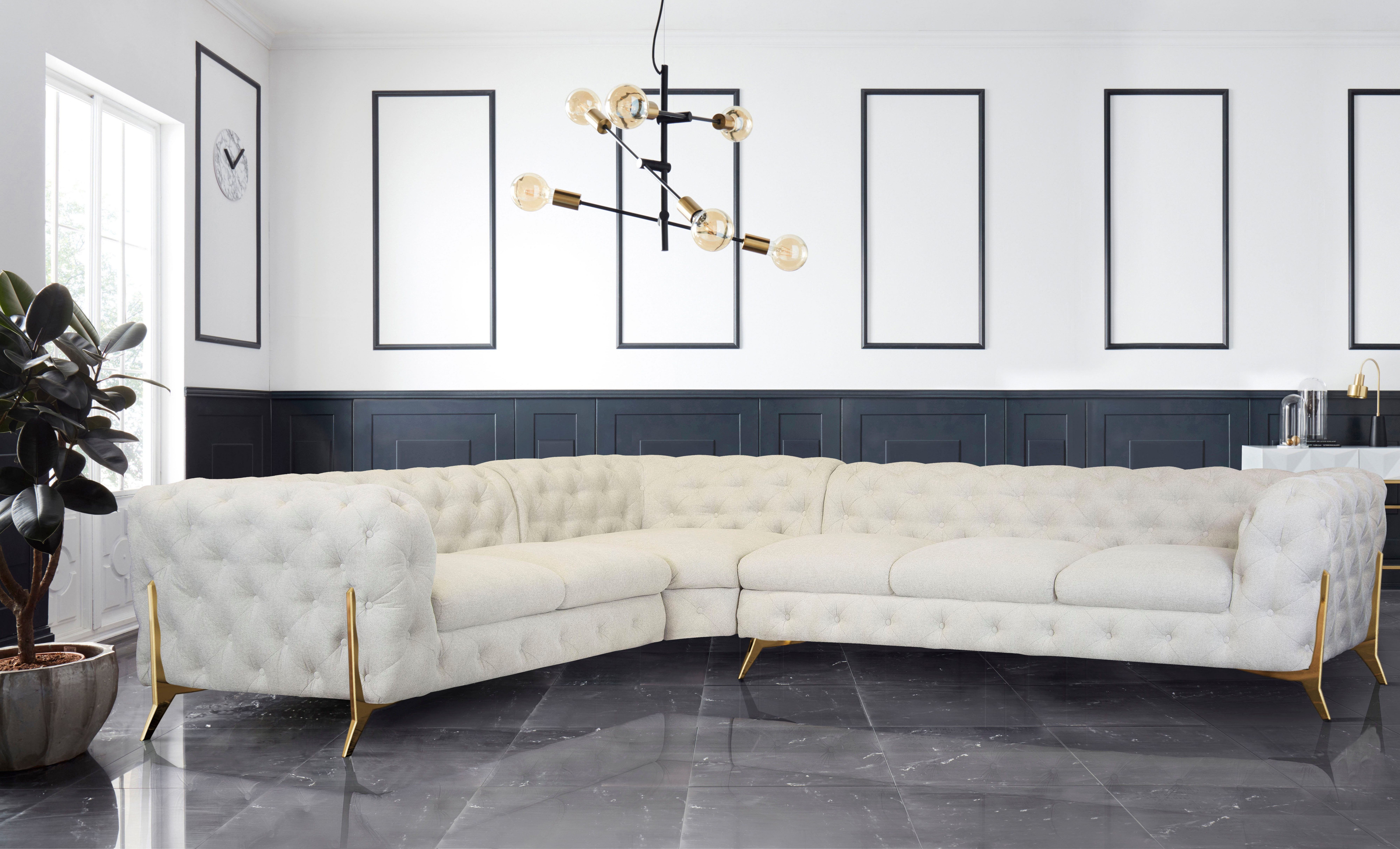 Leonique Chesterfield-Sofa Amaury L-Form, großes Ecksofa, günstig online kaufen