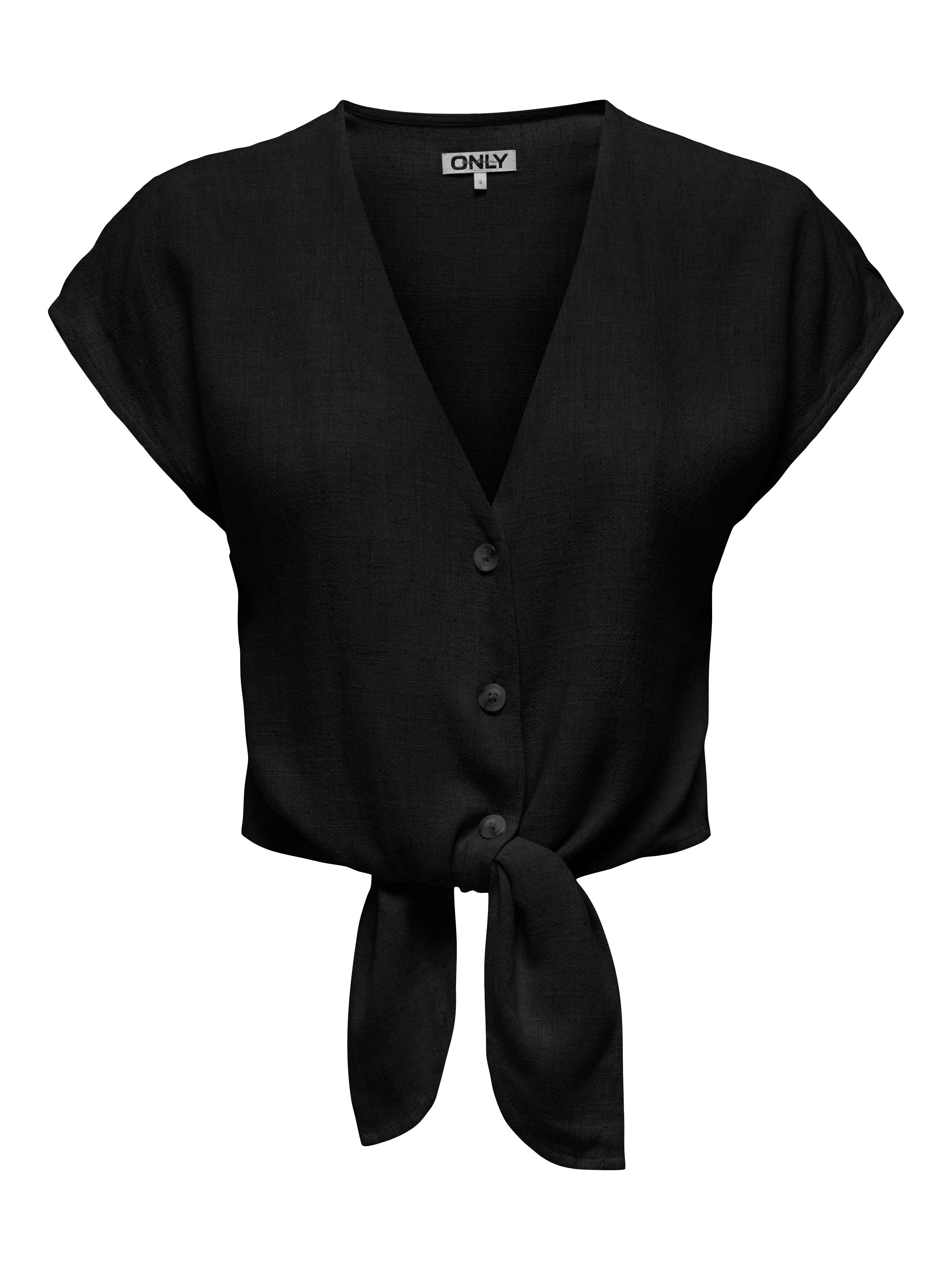 ONLY Kurzarmbluse ONLSIESTA SS KNOT LIN BL SHIRT PNT NOOS Viskosemischung, regular fit