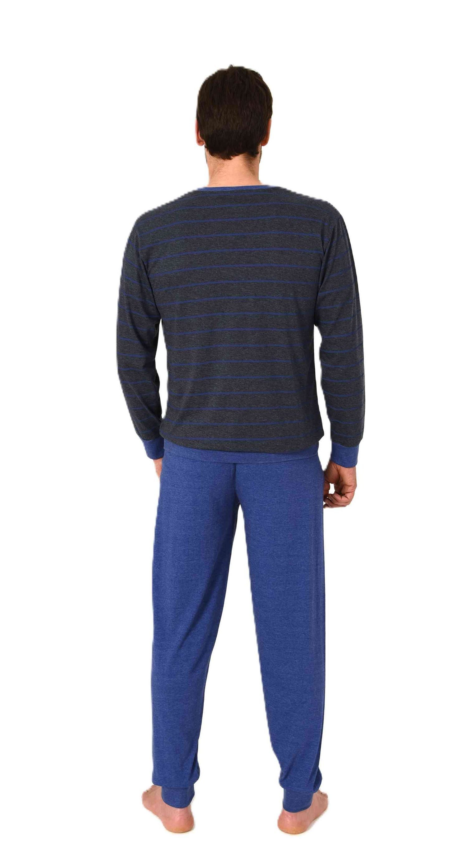Normann Pyjama Normann Herren langarm Pyjama mit Bündchen in edler Streifenoptik