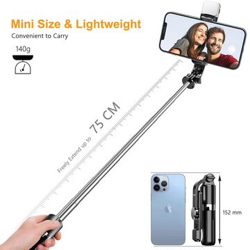 HYTIREBY Bluetooth Selfie Stick Stativ mit Fülllicht, 106CM Selfiestick (Kompatibel mit iPhone 15 Pro Max/14/13/12/11/8/7, Samsung Smartphone)