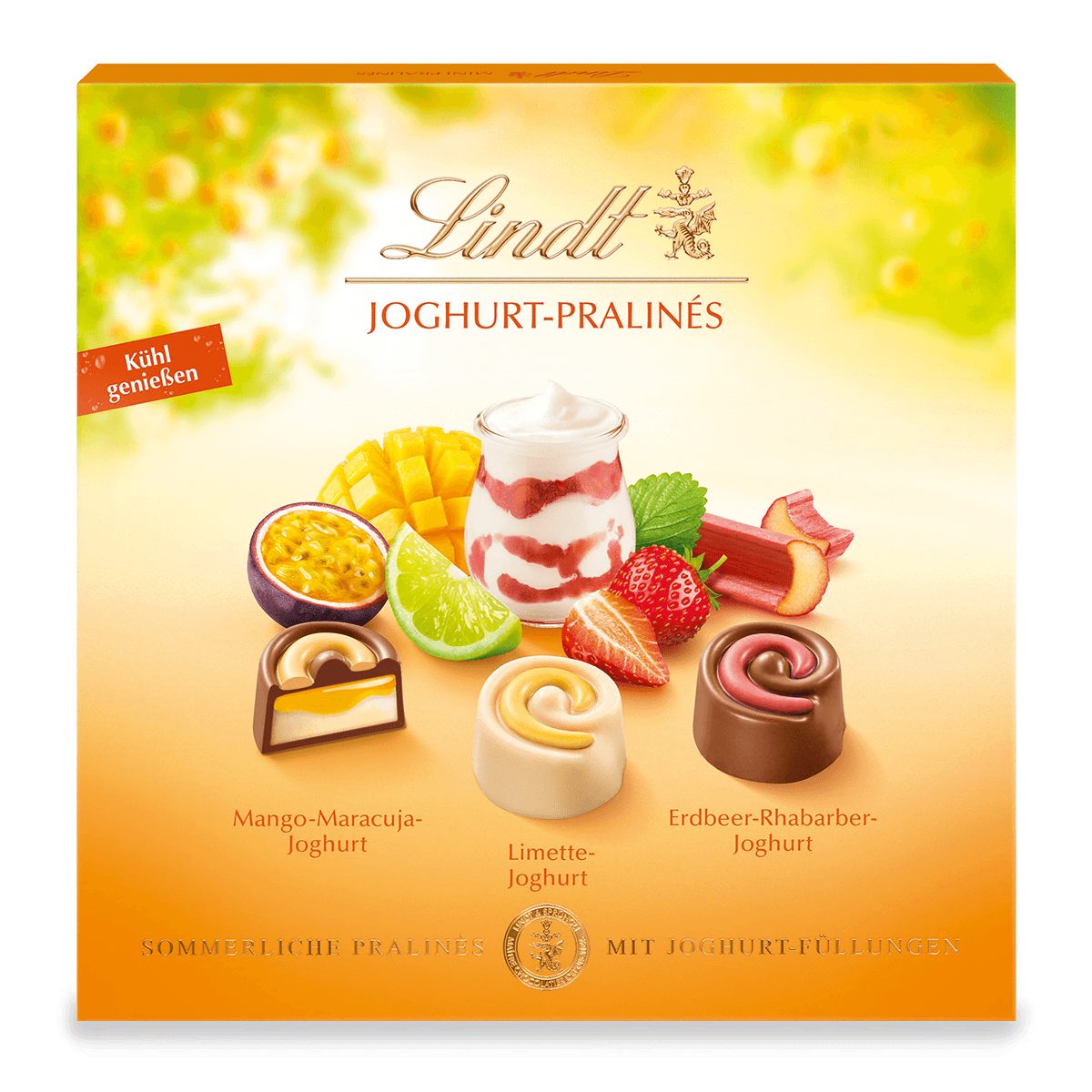 LINDT Schokolade Joghurt Pralines 150g Sommer Pralinen Schokolade Geschenk Box
