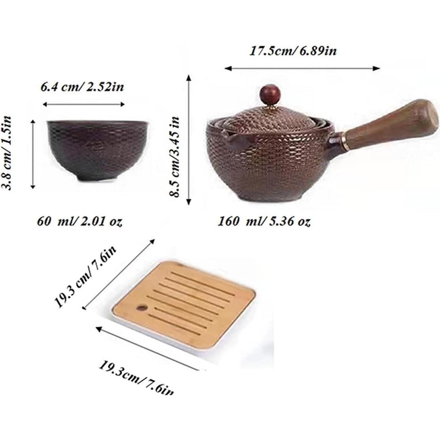 LuxusKollektion Teeservice Tee Set Keramik Kungfu Teekanne 360 4 Teetassen Bambusweben – Bild 2 von 5