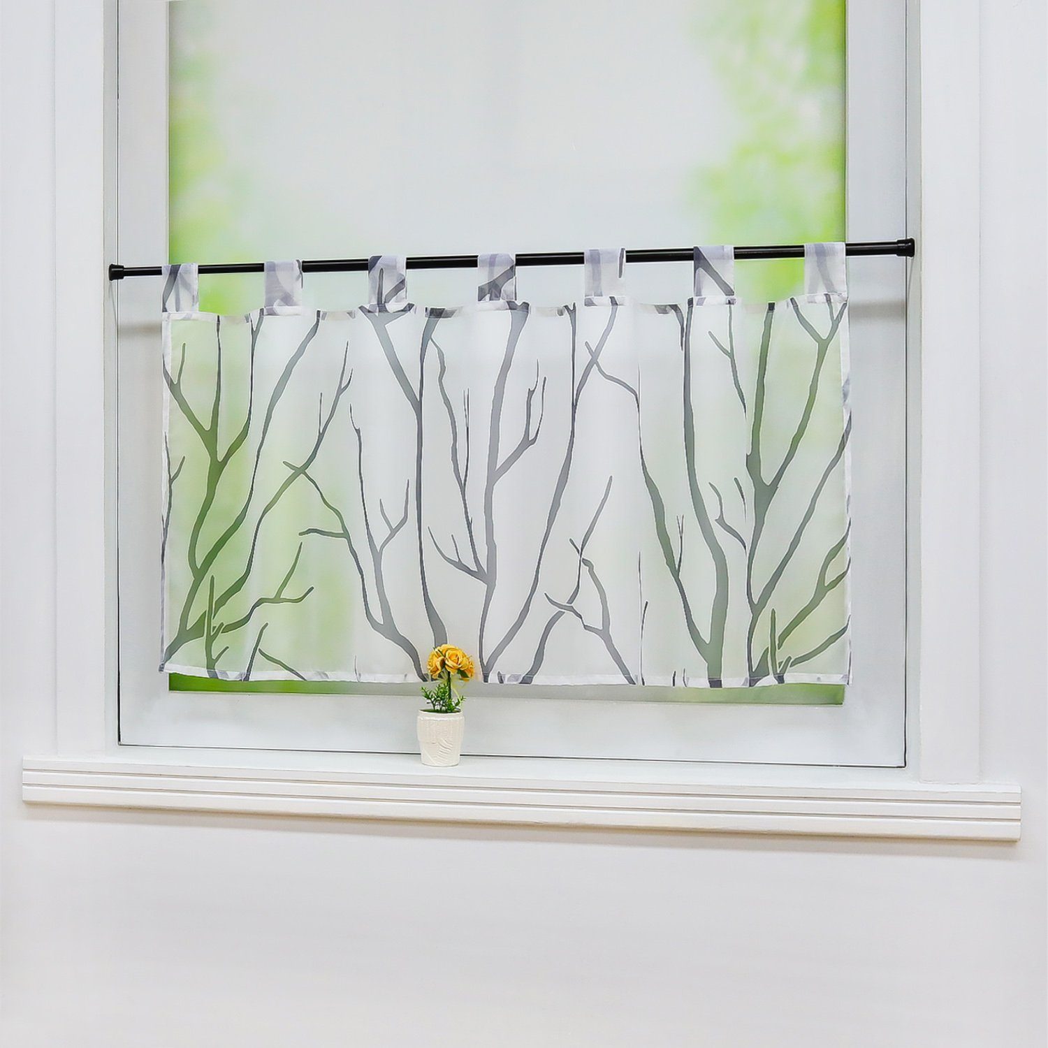 Joyswahl Scheibengardine Tatjane, Schlaufen, Voile mit Äste-Motiv günstig online kaufen