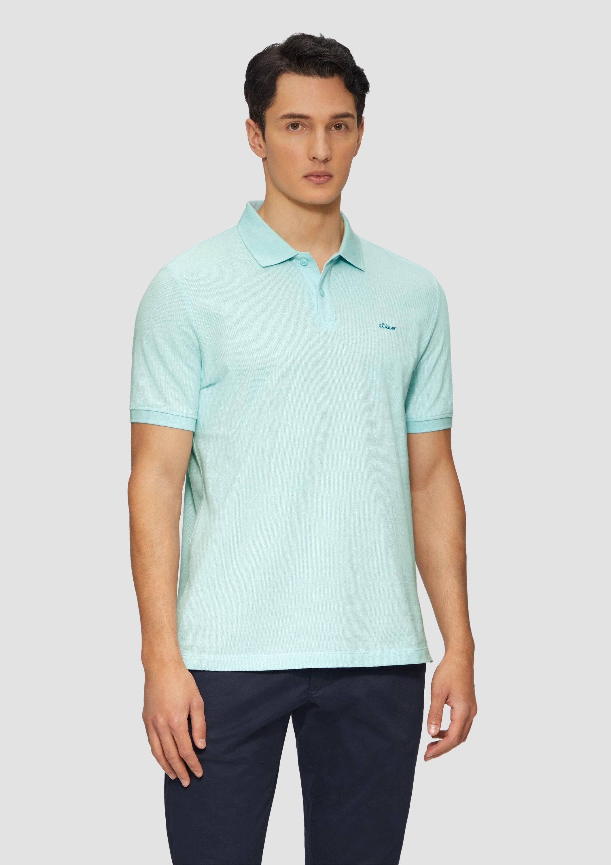 s.Oliver Kurzarmshirt Polo-Shirt Poloshirt aus Baumwollpiqué