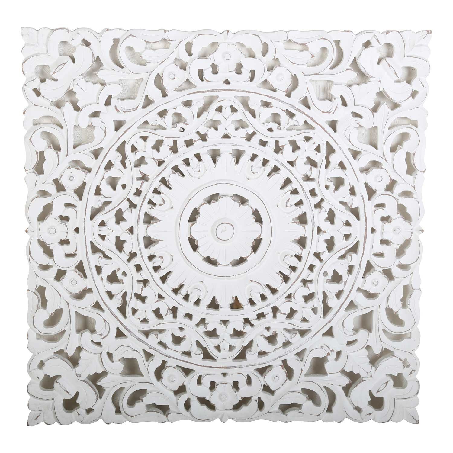 cm Moro Fensterdeko Casa Ramez Holzbild Chic Orientalisches Weihnachten 1 Mandala Weiß, (Weihnachtsdeko St), 55x55 Deko, MD1009 Shabby Wanddeko, Wandbild Holz Ornament Blumen