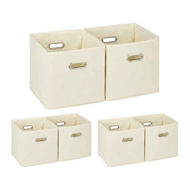 relaxdays Aufbewahrungsbox 6 x Aufbewahrungsbox Stoff beige