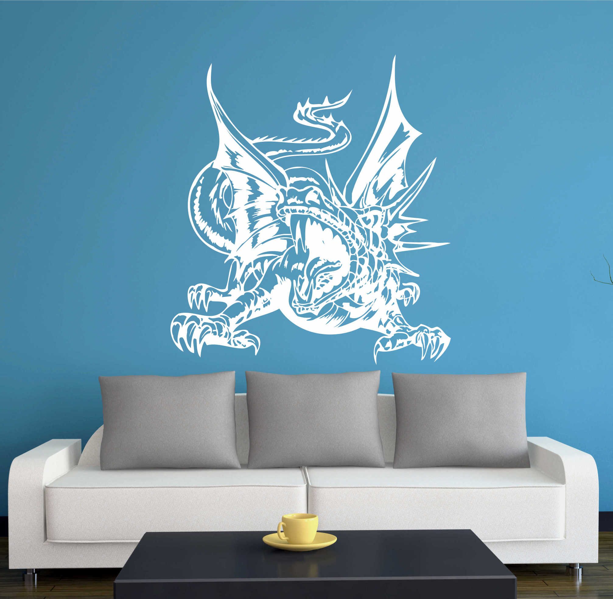 INDIGOS UG Wandtattoo Wandtattoo - Wandaufkleber - w354 Drache Drachen Feuer Monster