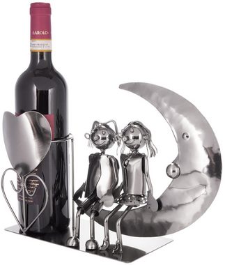 BRUBAKER Weinflaschenhalter Liebespaar auf dem Mond Flaschenhalter, (1-St., inklusive Grußkarte), Weinhalter Metall Skulptur, Wein Geschenk