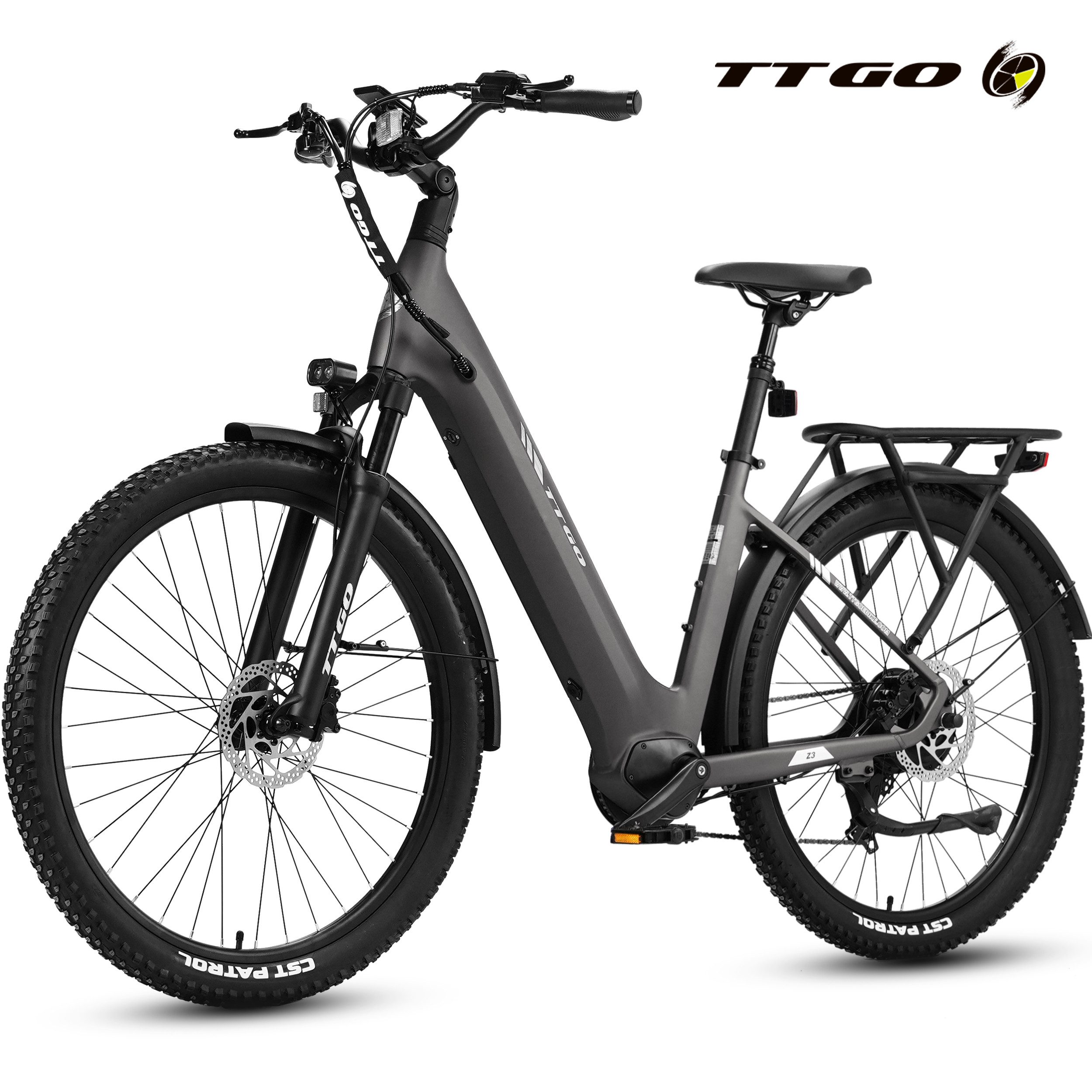 TTGO E-Bike Cityrad 28 Zoll, 70Nm, Drehmomentsensor, max. 120km, Federsattelstütze, 7 Gang SHIMANO, Kettenschaltung, Heckmotor, 720 Wh, 5 Stufen, Farbdisplay, Elektrofahrrad für Damen und Herren, Pedelec