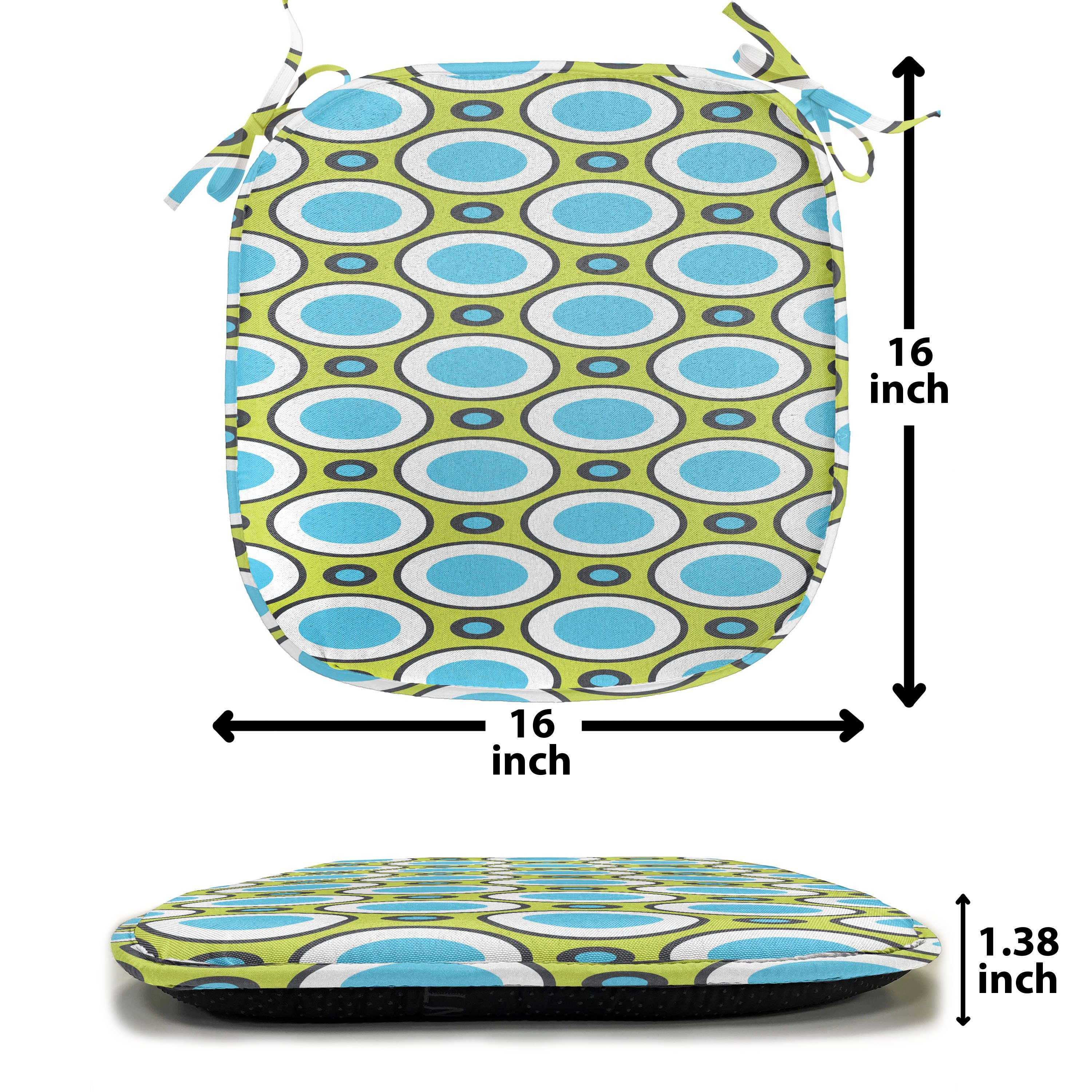 und Küchensitze, Abakuhaus wasserfestes Stuhlkissen Kreis Retro Punkte Kissen Riemen für Dekoratives Geometrisch mit