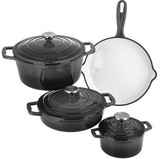 CS Koch-Systeme Topf-Set Xanten, Gusseisen (Set, 7-tlg., je 1 Fleischtopf Ø 15/26 cm, 1 Bratentopf Ø 23 cm, 1 Pfanne Ø 28 cm), Induktion