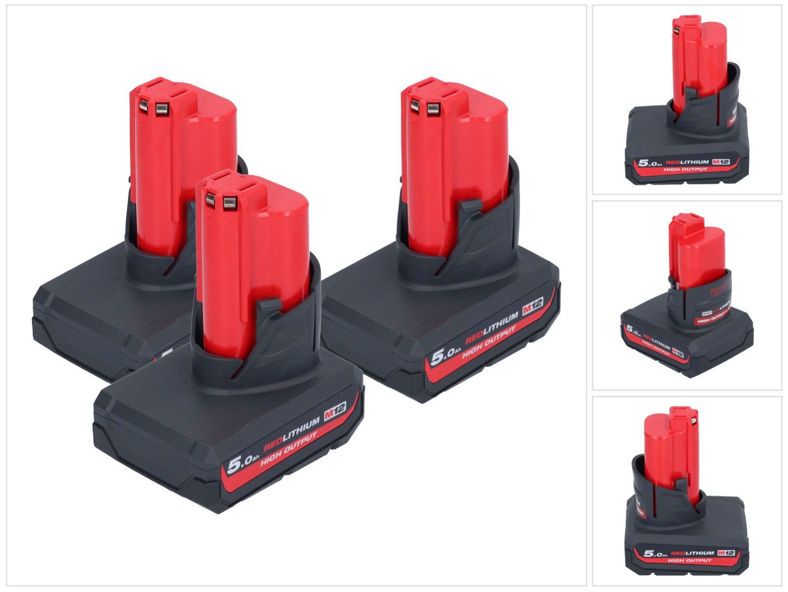Milwaukee Akku Set 3x M12 HB5 High Output 12 V 5,0 Ah / 5000 mAh Li-Ion Akku (Akkupacks