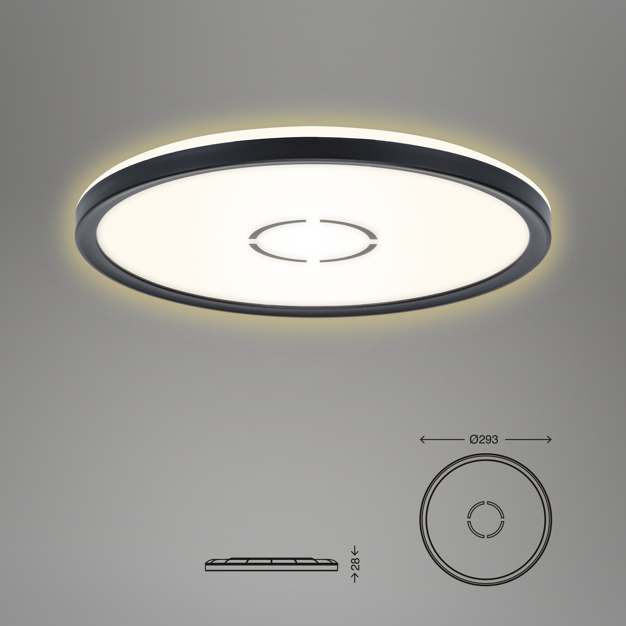 Deckenlampe Ø29,3cm Leuchten LED Neutralweiß, fest 3391-015, Hintergrundlicht indirektes Briloner LED Deckenleuchte verbaut,