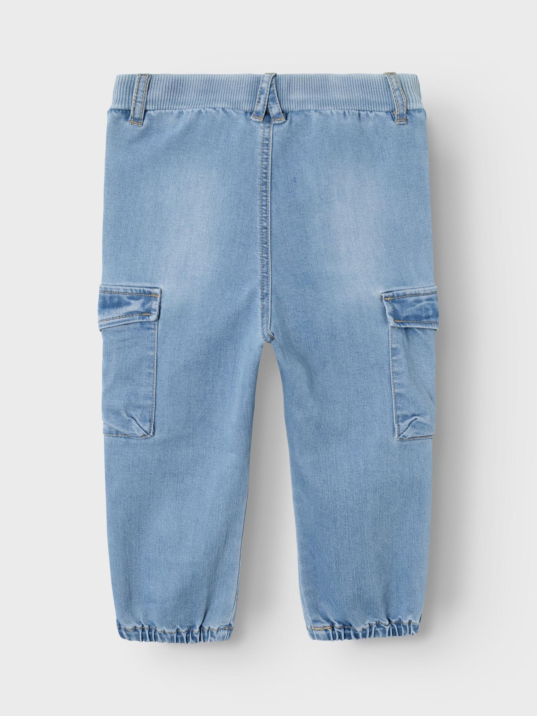 Name It Regular-fit-Jeans Baggy Cargo Jeans Stretch Denim Pants für Unisex Baumwolle Oversized fit unifarben elastisch Gummizug – Bild 4 von 5