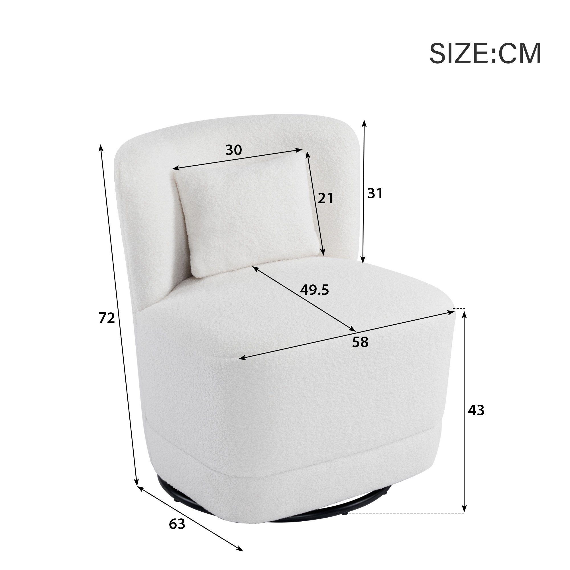 Loungesessel Polsterstuhl Drehsessel weiß Einzelsofastuhl TV-Sessel drehbarer REDOM Freizeitstuhl, und Loungesessel, Relaxsessel Teddysamtsessel, drehbarer Balkondrehstuhl), (mit 360° Kissen