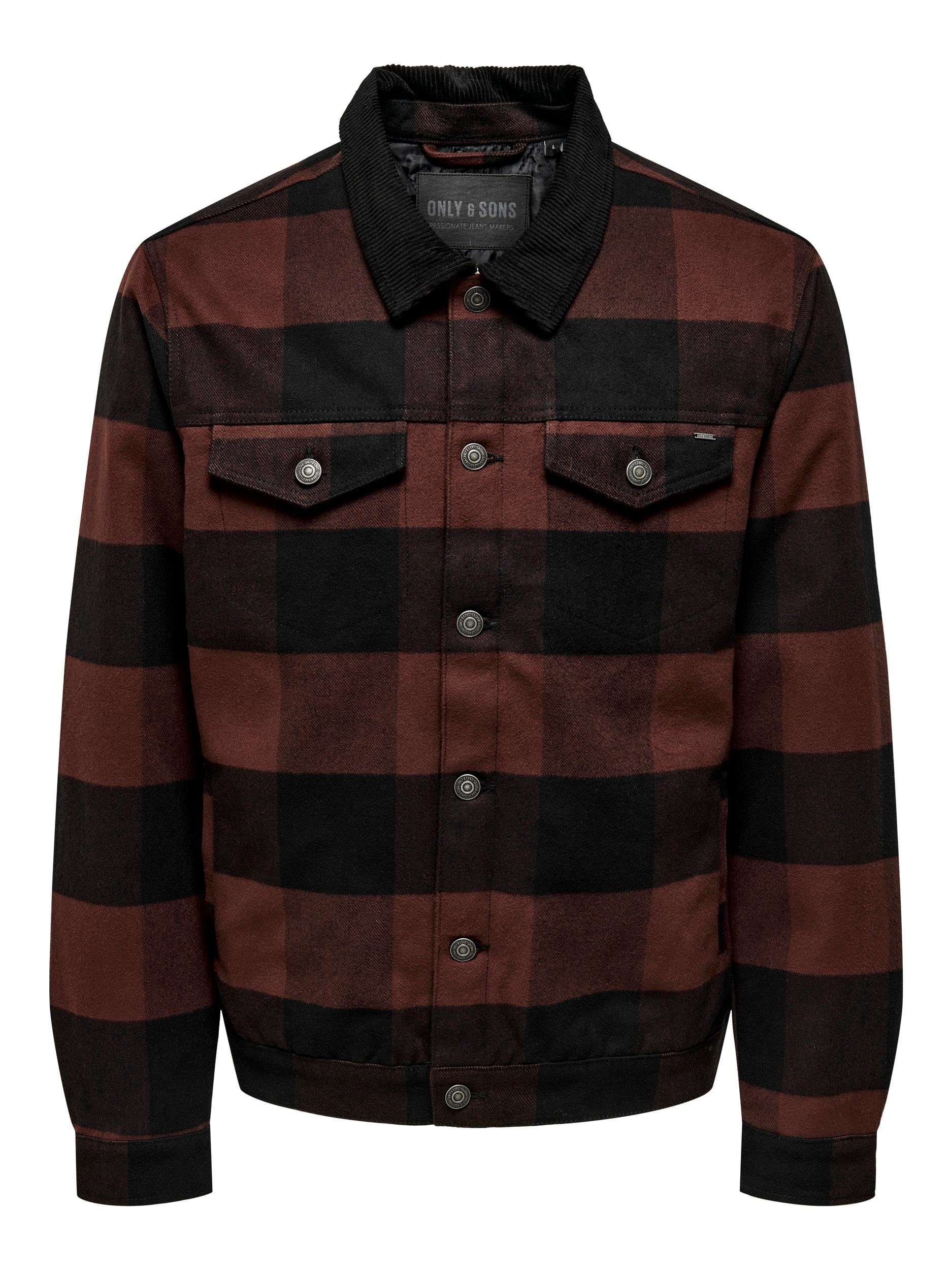 JACKET & SONS Raisin ONSLOUIS Rum Hemdjacke 0069 CHECK ONLY