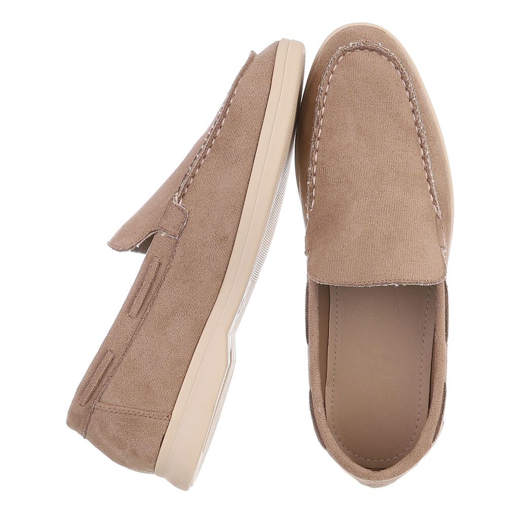 Ital-Design Eleganter Damen Slip-On Schuh mit hohem Tragekomfort Slipper (90927376) Blockabsatz Mokassins in Hellbraun