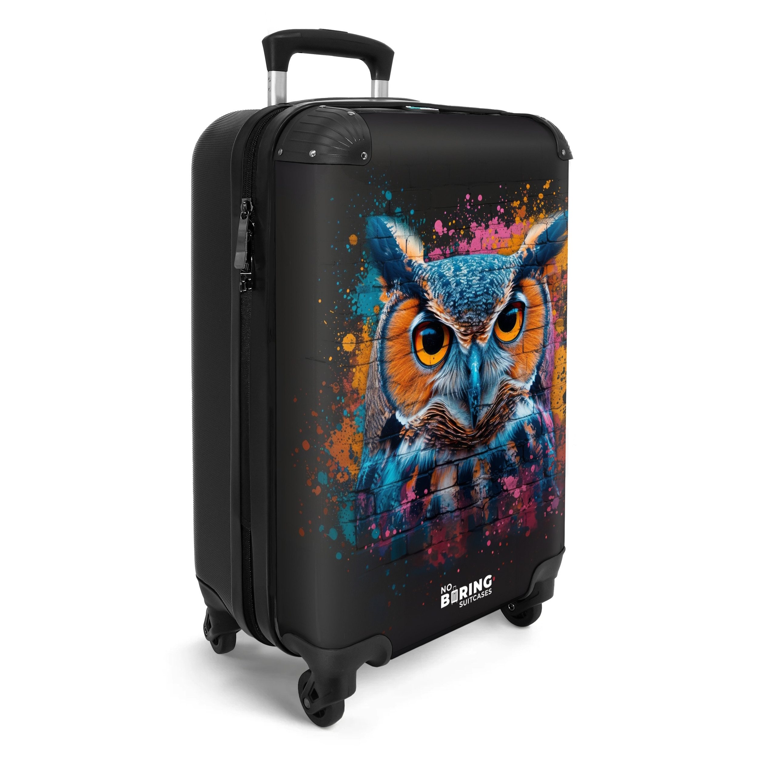 NoBoringSuitcases.com© Hartschalen-Trolley Eule im bunten Graffiti-Stil günstig online kaufen