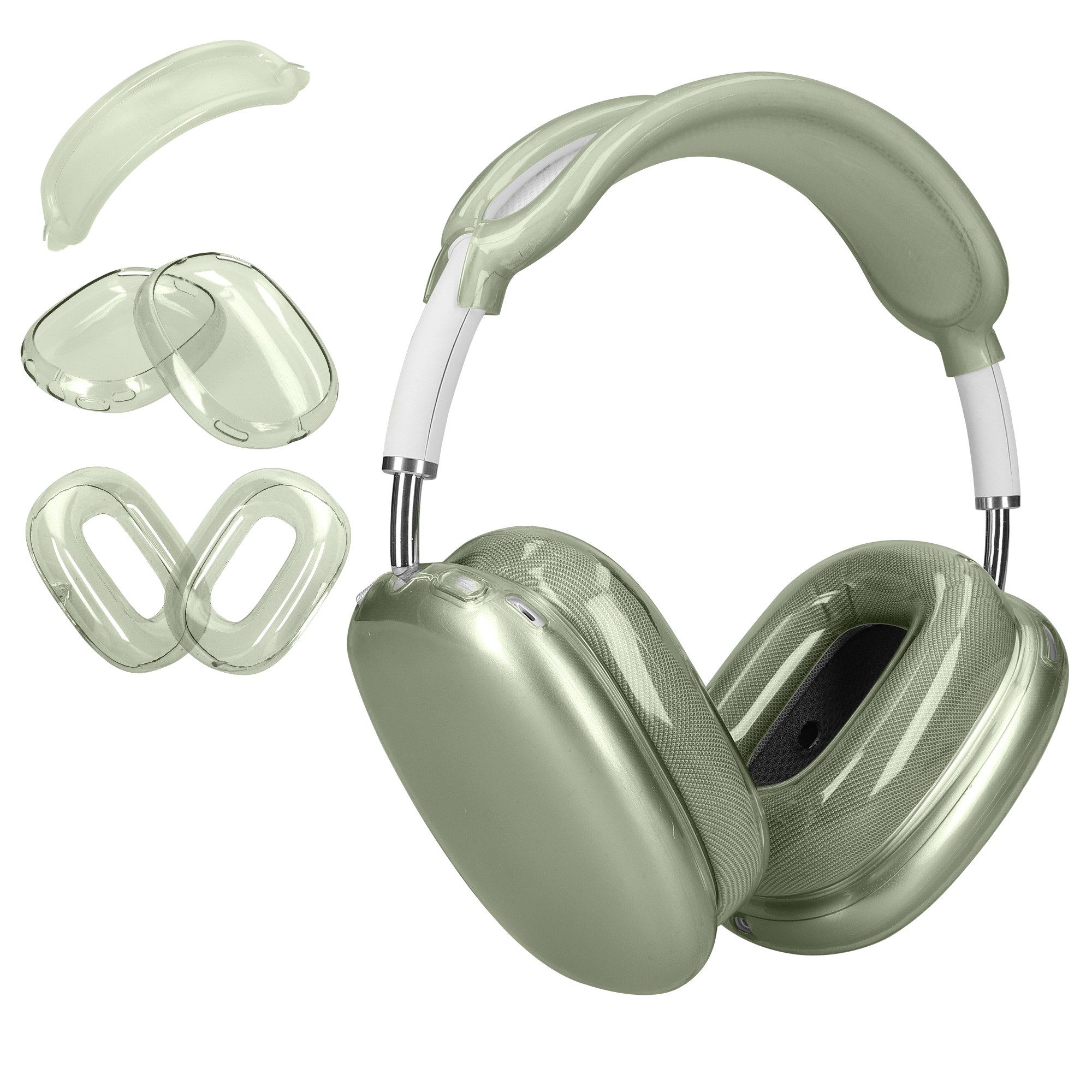 kwmobile Kopfhörer-Schutzhülle 3in1 Kopfhörer Cover für Apple AirPods Max / AirPods Max 2, Hülle TPU Ohrhörer Schutzhülle 360° Headphone Case
