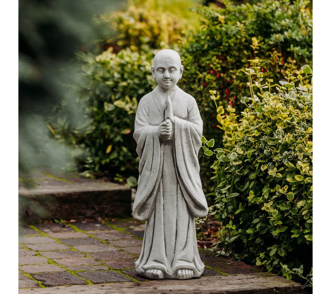 gartendekoparadies.de Gartenfigur Stehender Buddha Mönch Steinfigur Steinguss 71 cm 29 kg, Frostsicher