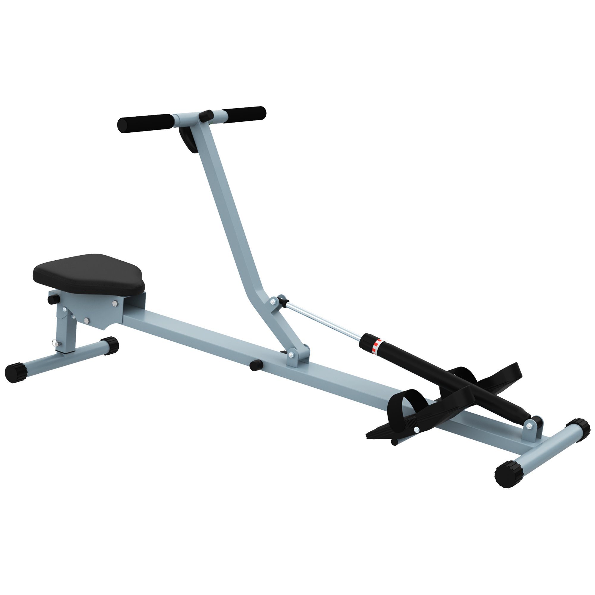 HOMCOM Rudergerät Rudermaschine Fitnessgerät Heimtrainer, Stahl+PVC, Grau (Set, 1-tlg., mit LCD Display), 130L x 47.5B x 67H cm | Rudergeräte