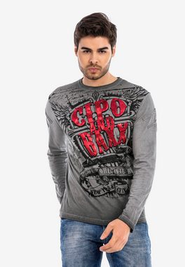 Cipo & Baxx Langarmshirt mit großem Aufdruck