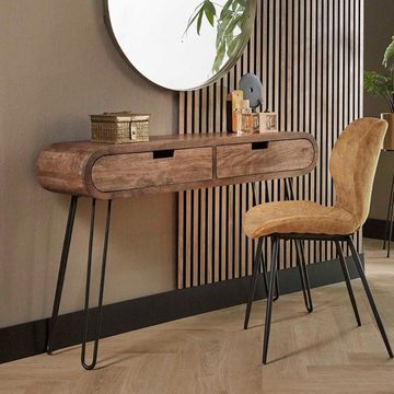 RINGO-Living Sideboard Massivholz Kommode Sanoe mit 2 Schubladen in Natur-dunkel und Schwarz-, Möbel