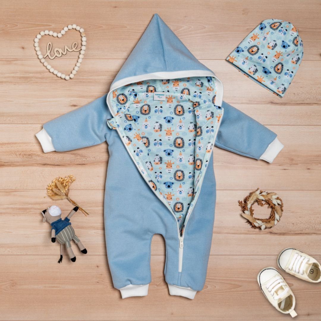 suebidou Fleeceoverall Wollfleece Overall mit Zwergenkapuze Wagenanzug Baby Overall