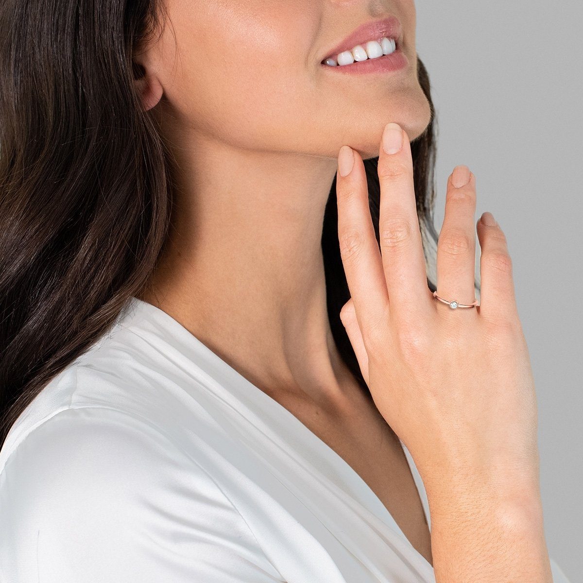 Eastside Fingerring Verlobungsring aus Edelstahl, in rosévergoldet, mit Zir günstig online kaufen