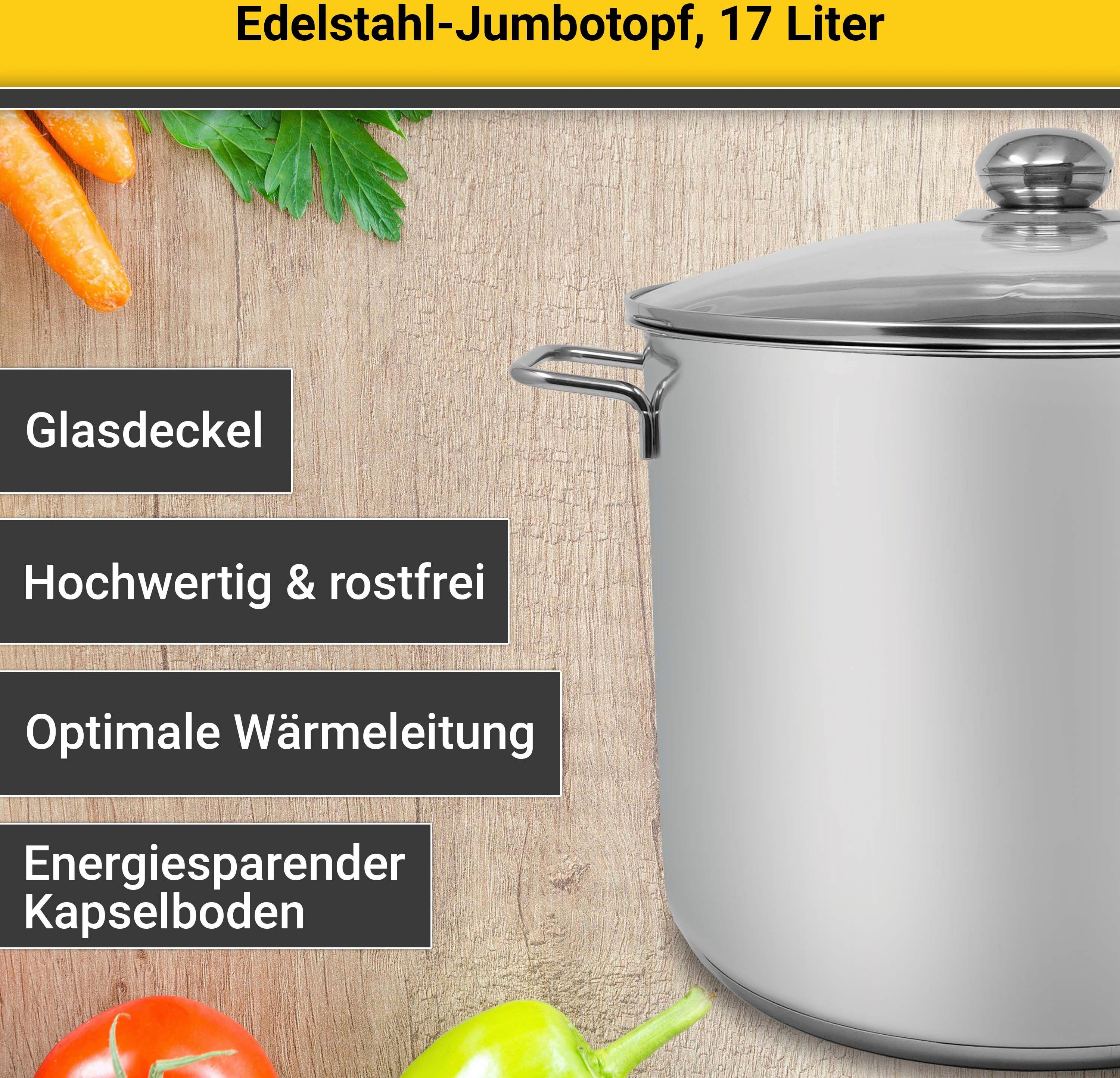 Krüger Kochtopf, Edelstahl (1-tlg), für Induktions-Kochfelder geeignet