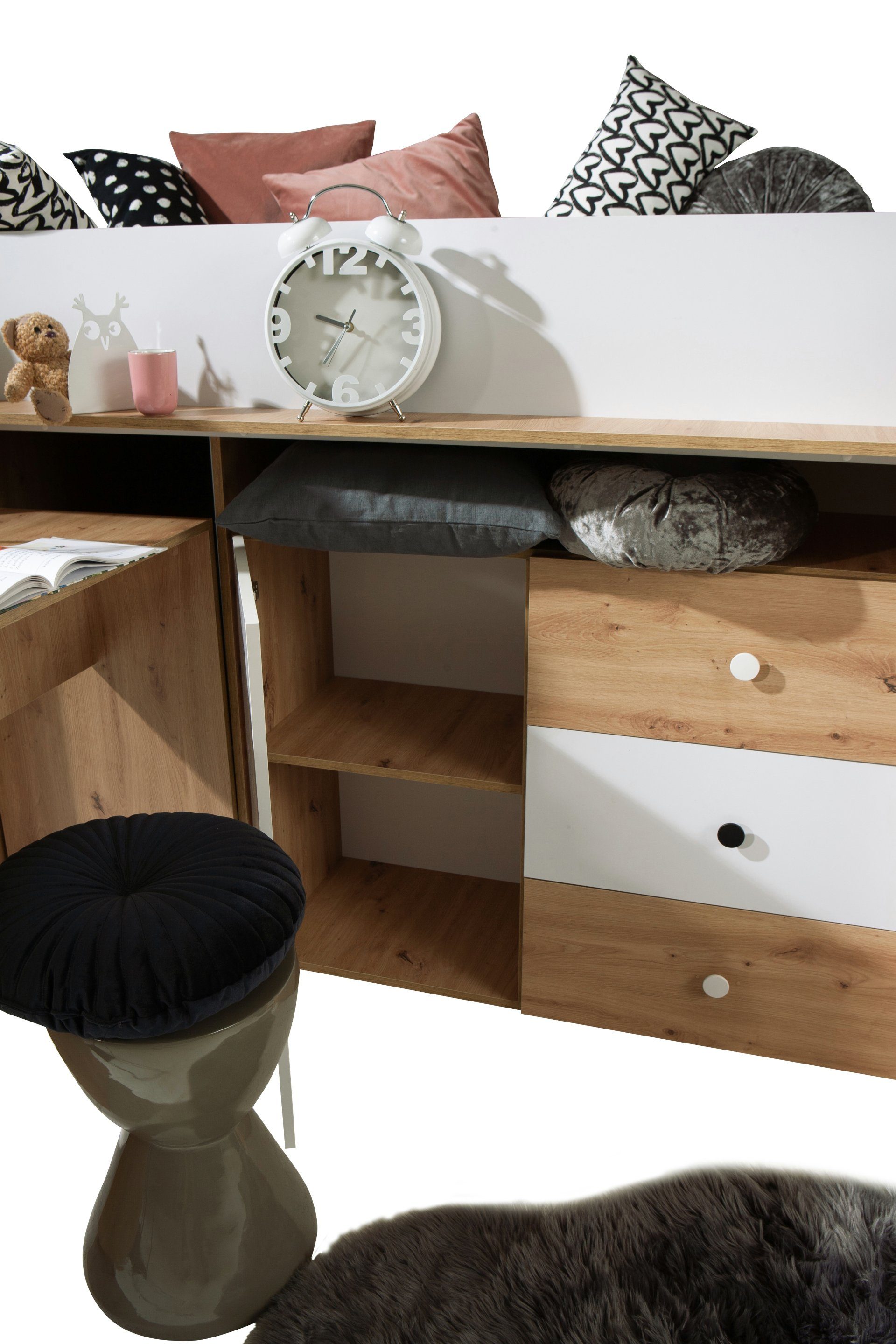 kleine Schreibtisch, SM Kinderbett Hochbett Hochbett Artisan/Weiß Home Schrank mit 1, Unique