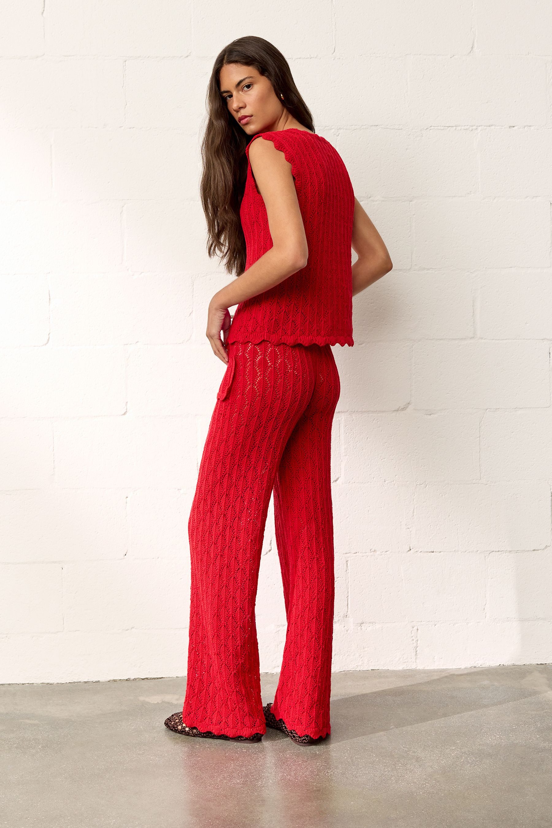 Bhoem Palazzohose WEITE POINTILLE-STRICKHOSE (1-tlg)