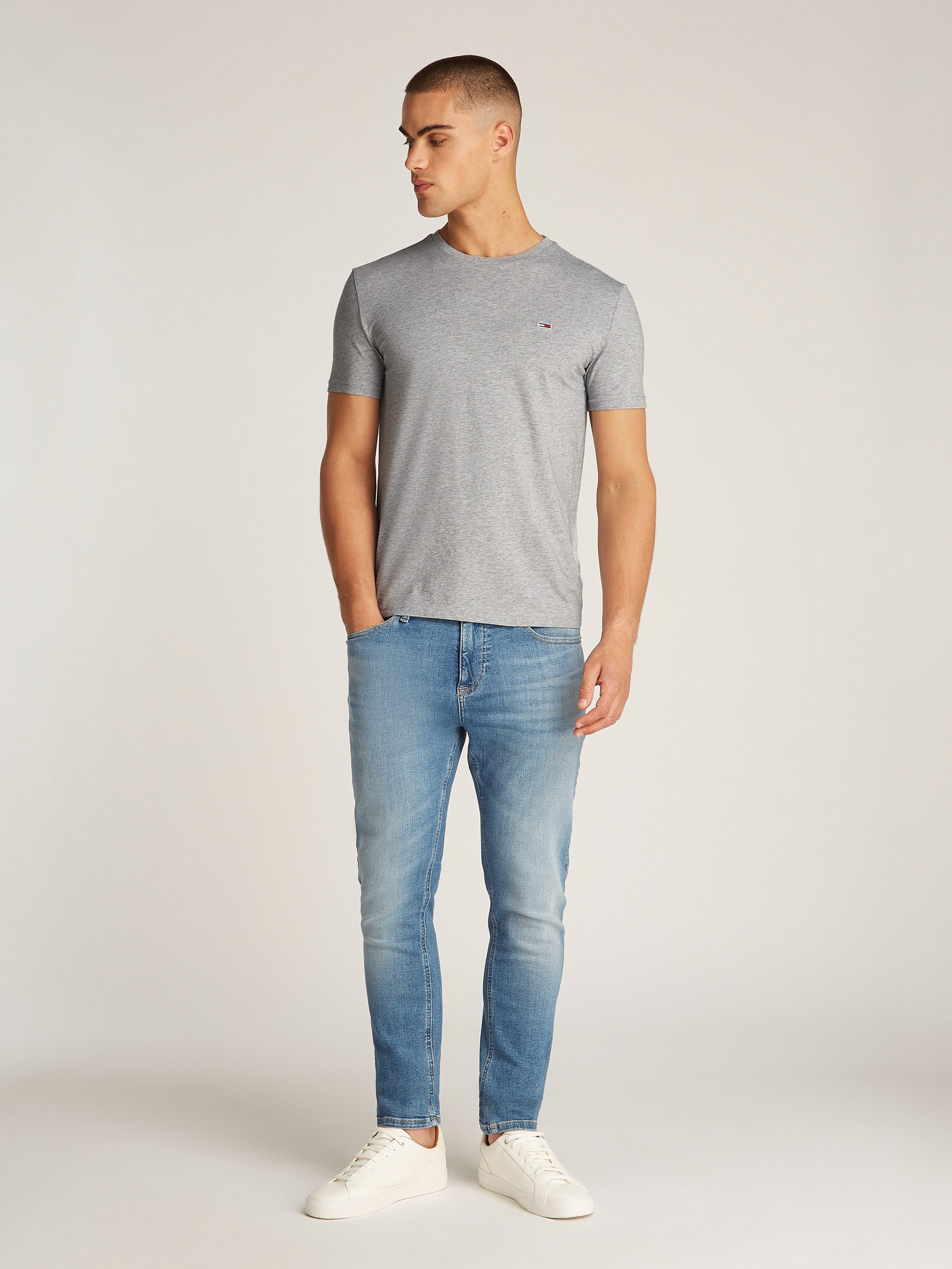 Tommy Jeans T-Shirt TJM XSLIM JASPE HTR TEE EXT Mit Rundhalsausschnitt