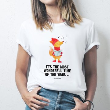 Mr. & Mrs. Panda T-Shirt Fuchs Sänger - Weiß - Geschenk, Singen, T-Shirt mit Spruch, Männer, W (1-tlg)