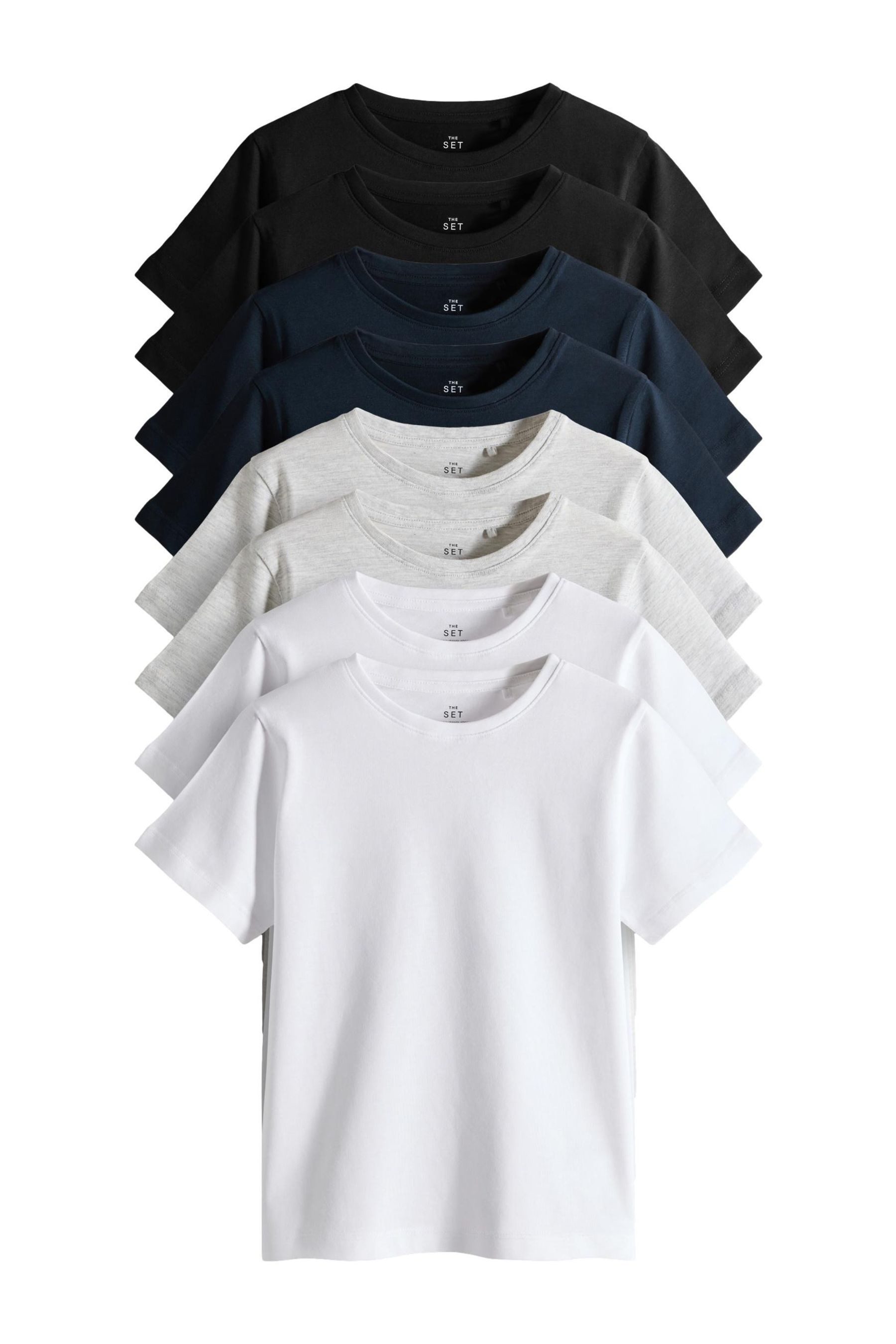 T-Shirt The Set Regular Fit Kurzarm-T-Shirts im 8er-Pack