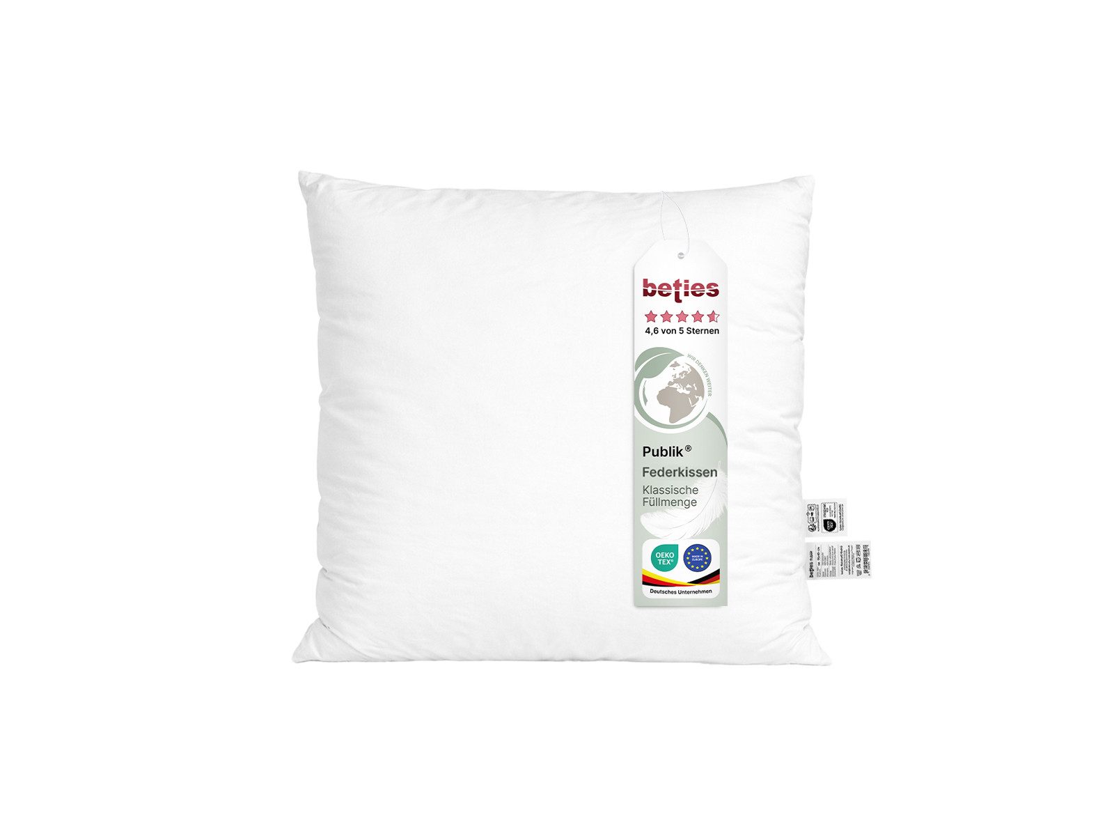 beties Federkissen Publik, Füllung: Gänse- und Entenfedern, Bezug: Baumwolle, 1 Stück, 40x40 cm waschbar