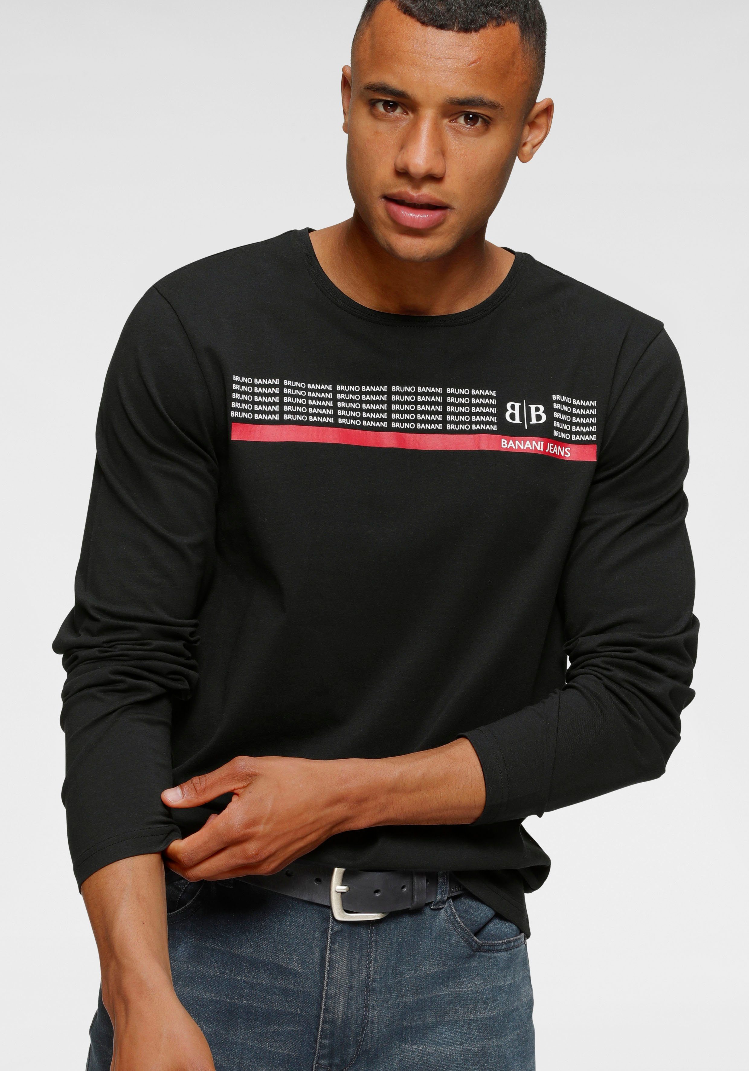Bruno Banani Langarmshirt schmal geschnitten, mit günstig online kaufen