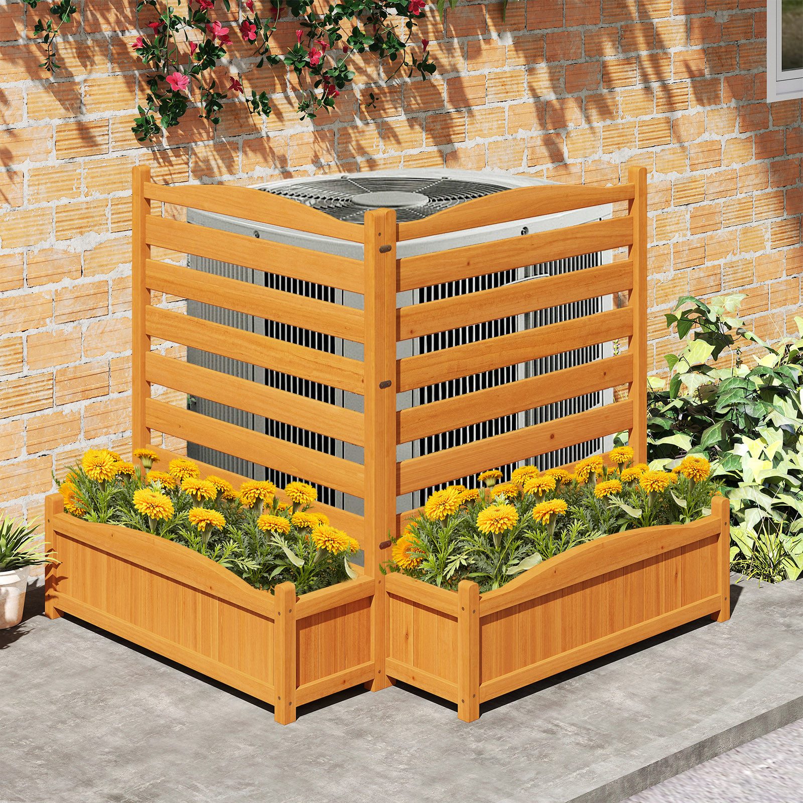 KOMFOTTEU Blumenkasten (2 St), Sichtschutz Gartenzaun Pflanzkasten mit Rankgitter