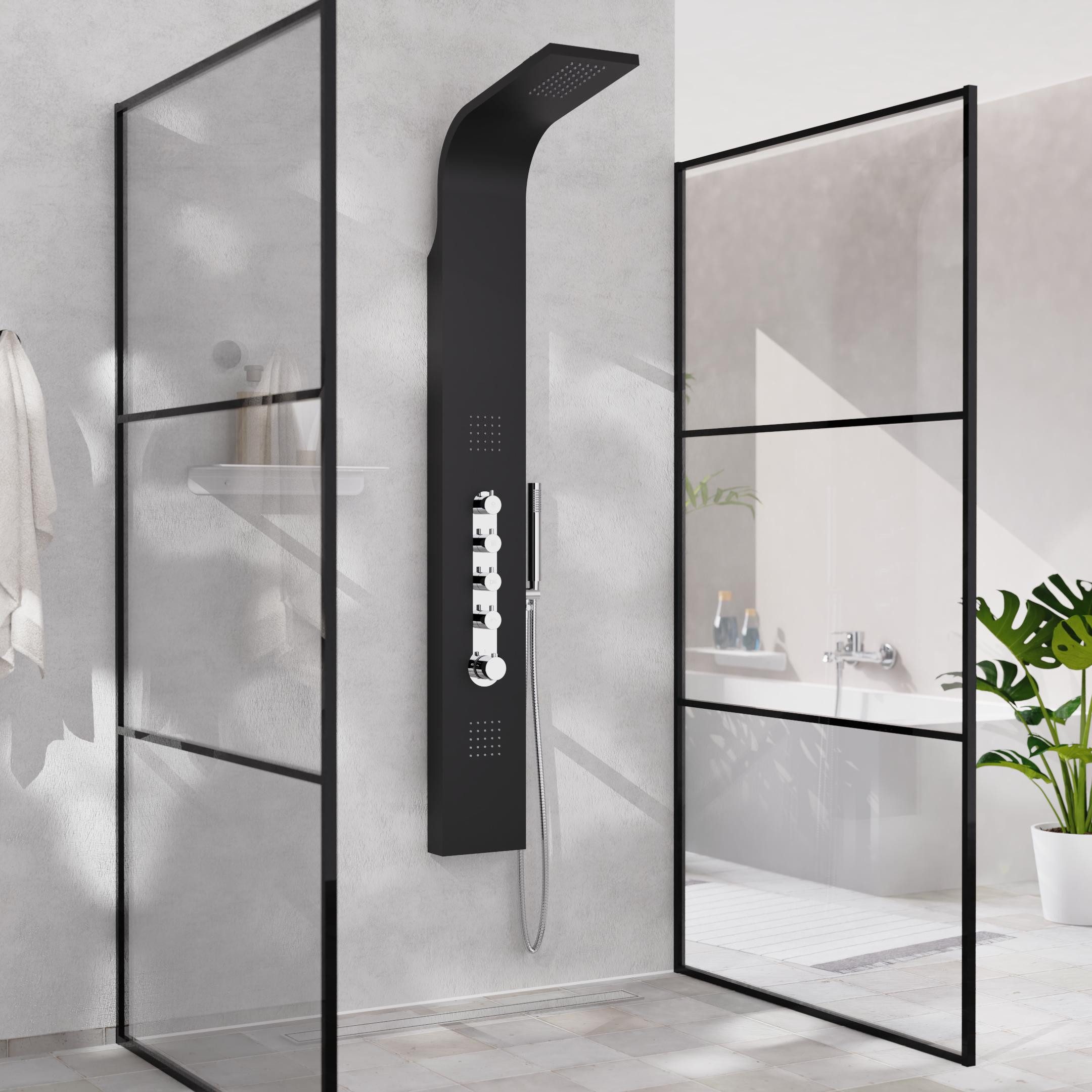 welltime Duschsäule Black Round, Höhe 160 cm, Duschsystem mit Regendusche,M günstig online kaufen