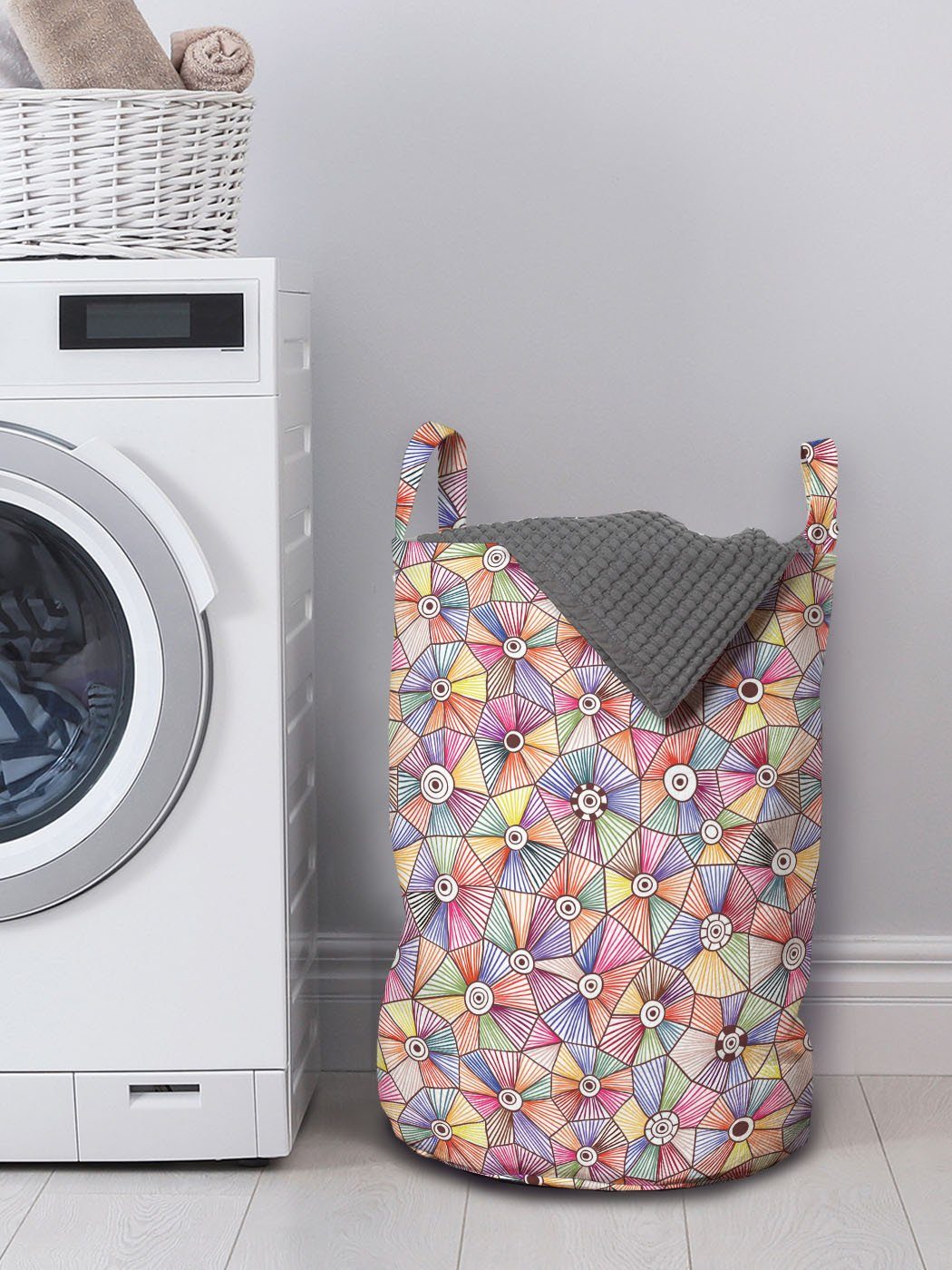 Bunte Forms Kordelzugverschluss Wäschesäckchen mit Waschsalons, für Ausgebrütet Wäschekorb Abstrakt Abakuhaus Griffen