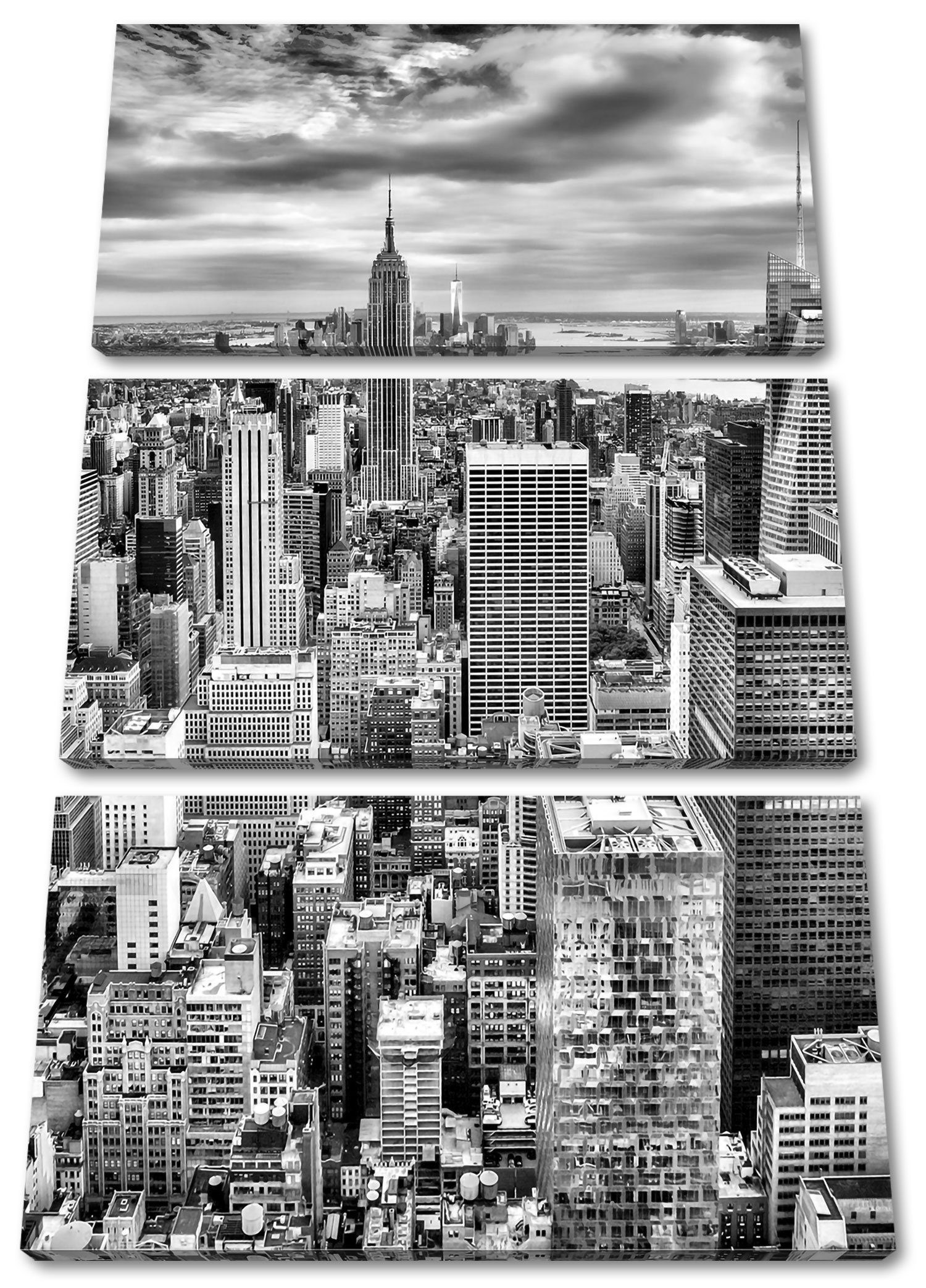 Pixxprint Leinwandbild Skyline von New York, Skyline von New York 3Teiler (120x80cm) (1 St), Leinwandbild fertig bespannt, inkl. Zackenaufhänger