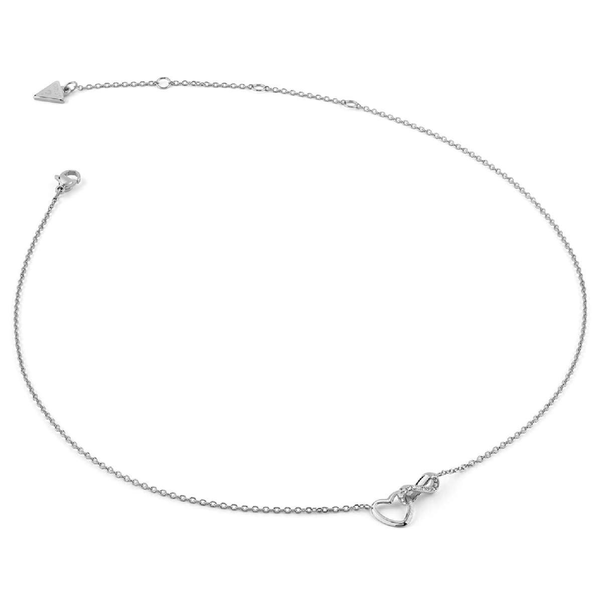 Guess Herzkette JUBN05530JWRH, für Damen-Kette Herz Unendlichkeit Silberfarben