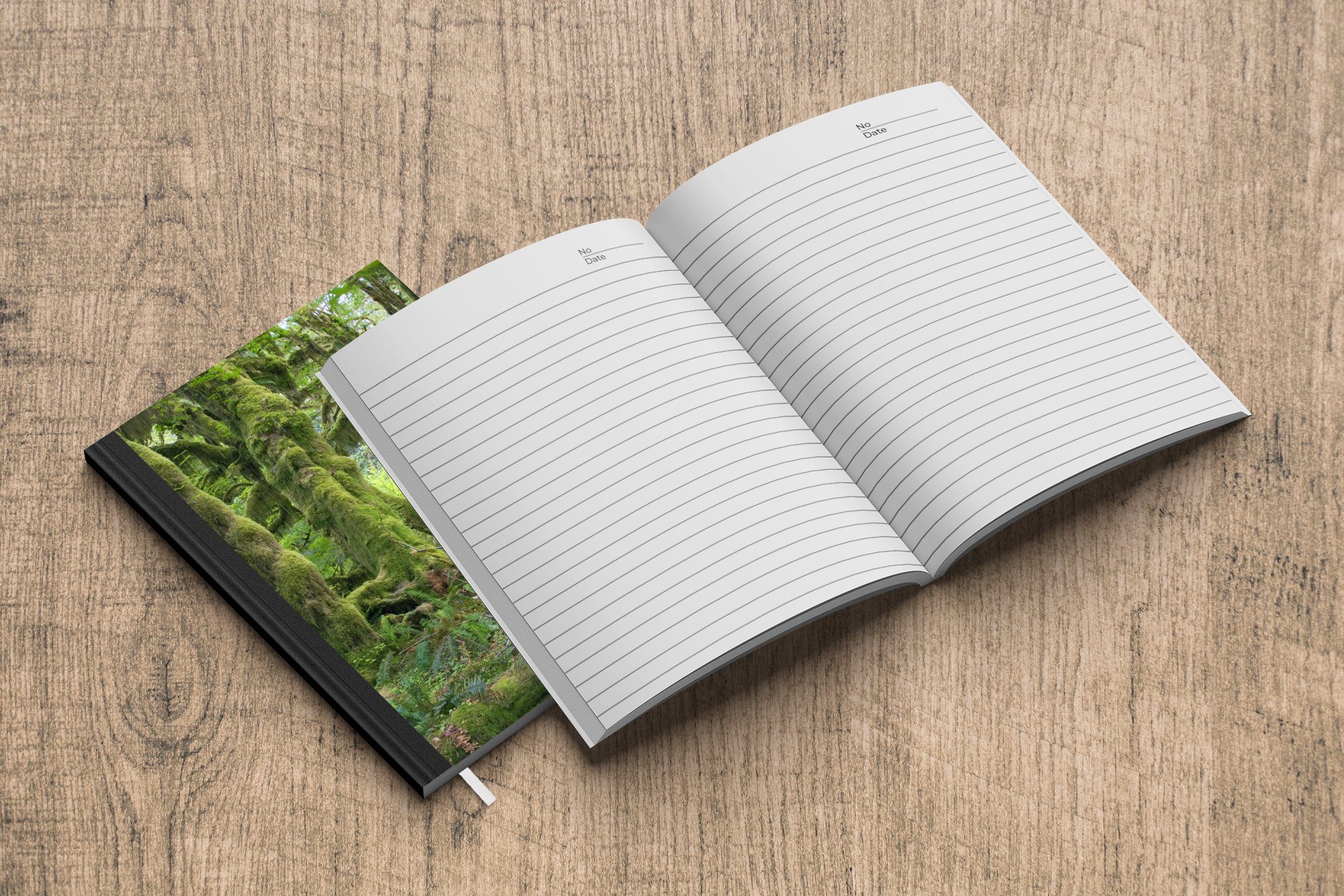 Notizbuch in MuchoWow einem Seiten, Washingtoner Bewaldete 98 Tagebuch, A5, Baumstämme Regenwald, Merkzettel, Notizheft, Journal, Haushaltsbuch