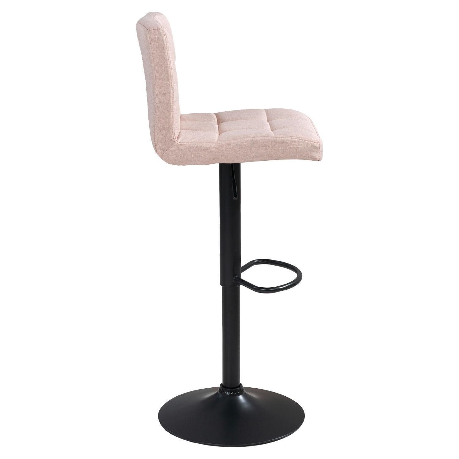 Home4You Barhocker, Beige, Schwarz, Webstoffbezug, Metallgestell, Höhenverstellbar, B 45 x H 94 x T 45 cm