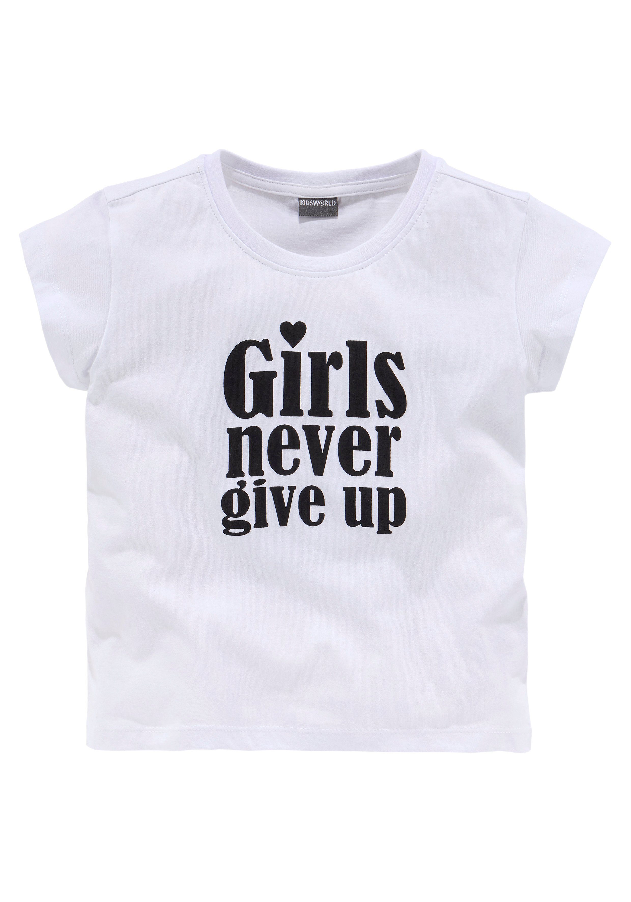 KIDSWORLD T-Shirt Girls nerver give up kurze Form modische